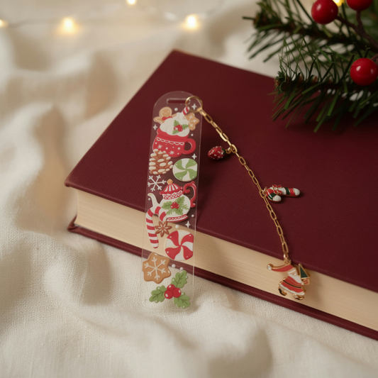 Christmas Bookmark with Charms . Acrylic Christmas Bookmark with Charms . Secret Santa Gift for Book Lovers . Bookmark Gift Stocking Filler