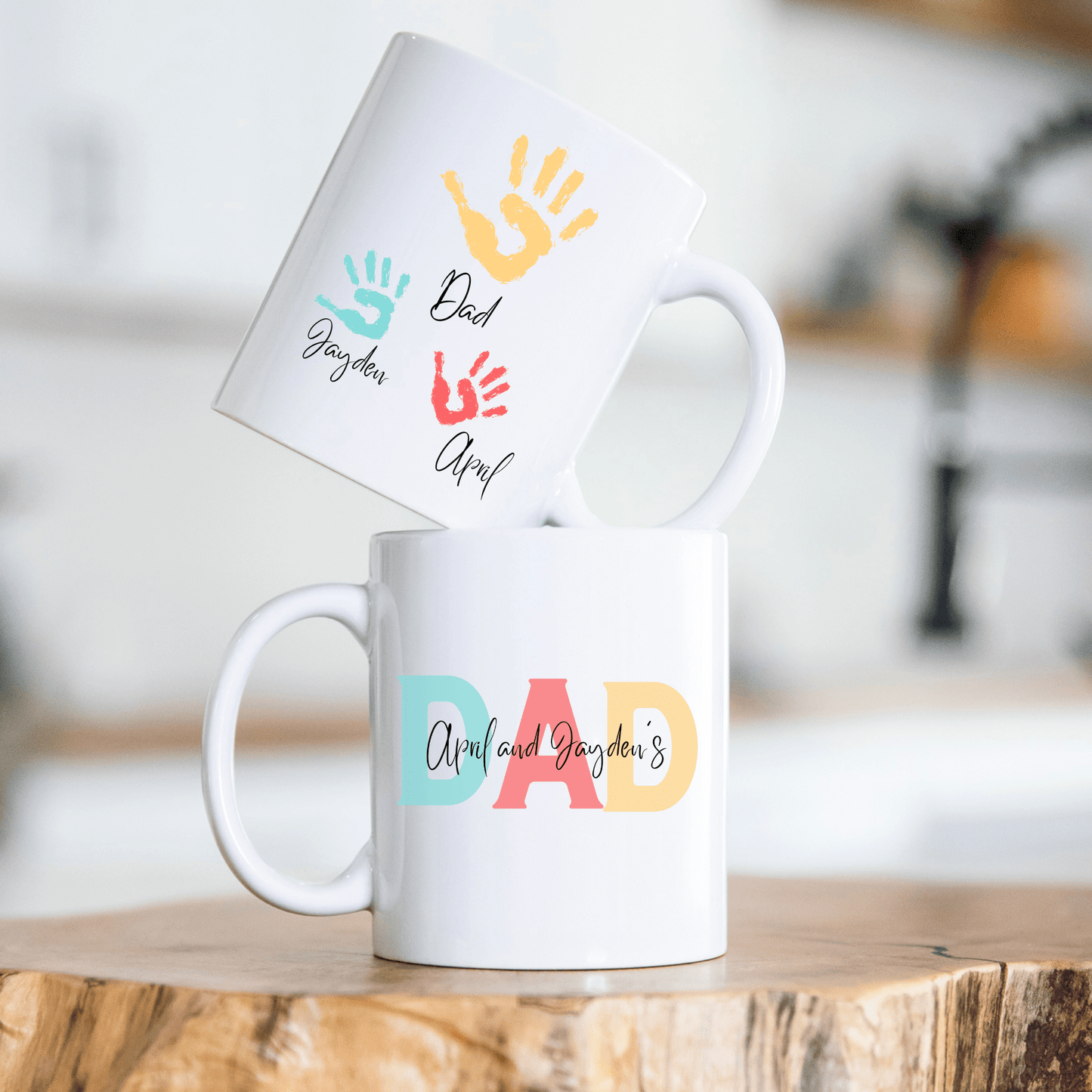Personalised Dad Mug with Kids' Handprints
