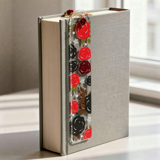 Dark Romance Bookmark. Gothic Rose Bookmark. Black & Red Rose Bookmark. Dark Romance Reader Bookmark. Gothic Romance Bookmark Dark Floral