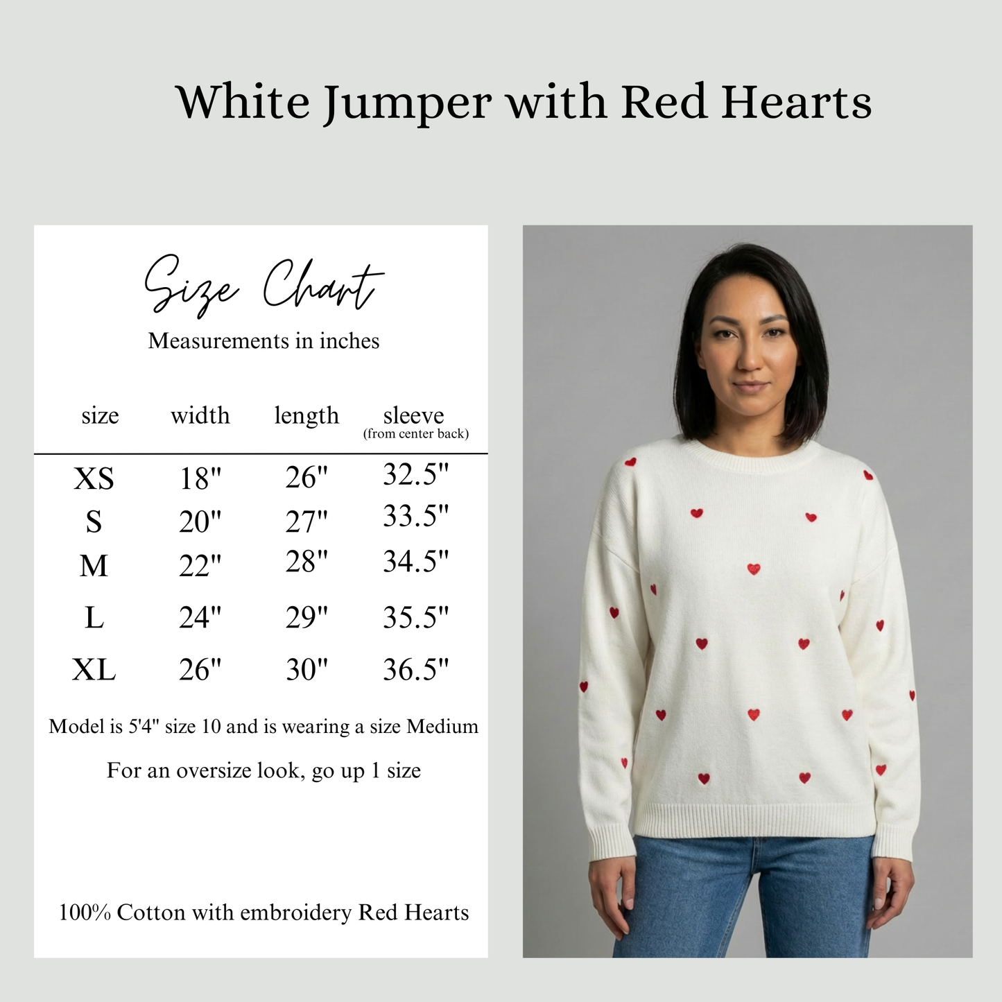 Size chart for white Jumper