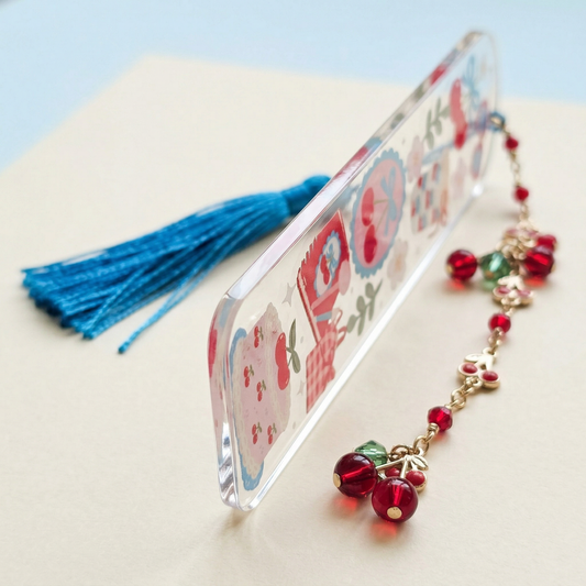 cherry dessert bookmark with tassel