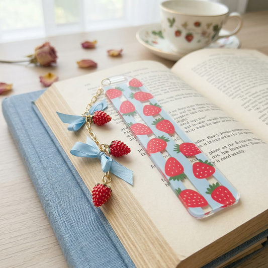 strawberry bookmark for book lovers