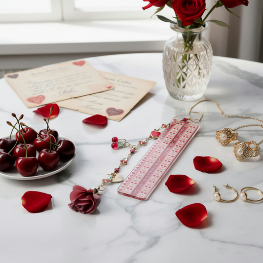 Cherries and Hearts Bookmark. Cherry Bookmark. Hearts Bookmark. Cherry Hearts Bookmark. Red Cherries Bookmarks. Red Cherry Bookmark