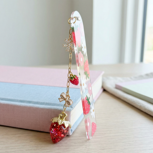 strawberry floral bookmark for book lovers