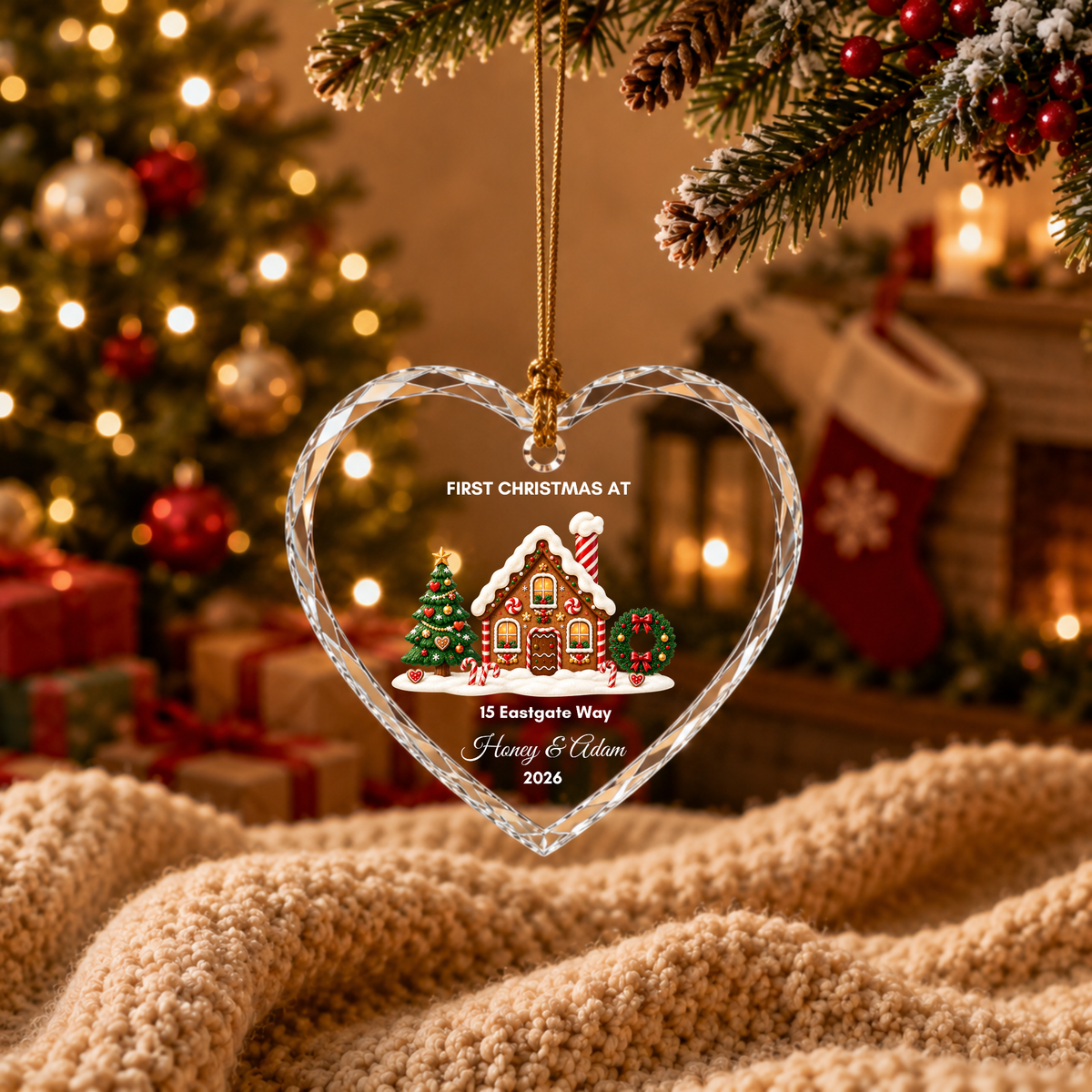 Personalised First Christmas in Our New Home Ornament · Glass Crystal Heart Christmas Decoration · Housewarming New Home Gift For Couple