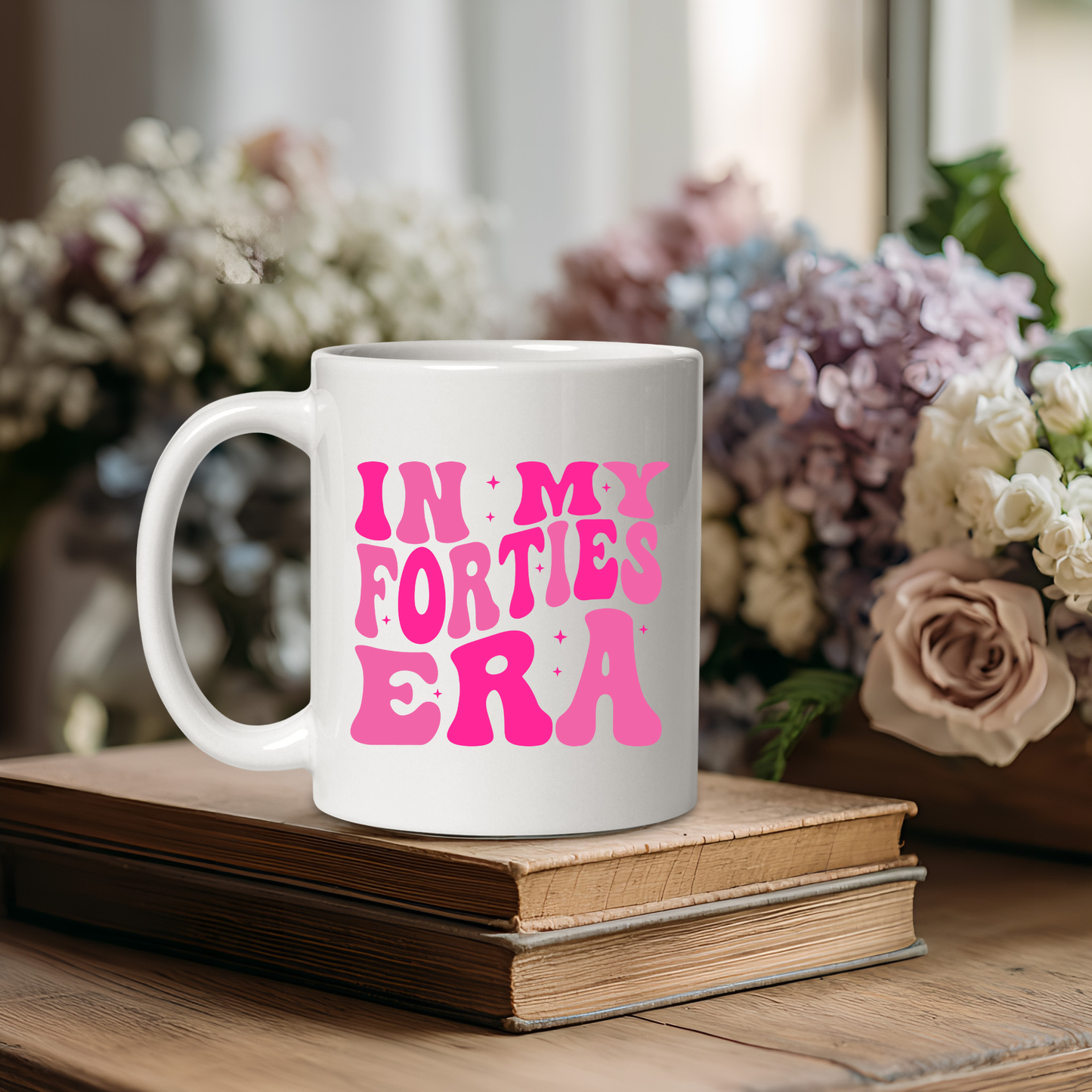 Personalised 40th Birthday Mug: In My Forties Era Mug. Custom 40's Mug. Personalised 40's Mug. 40's Birthday Gift. Milestone Birthday Gift