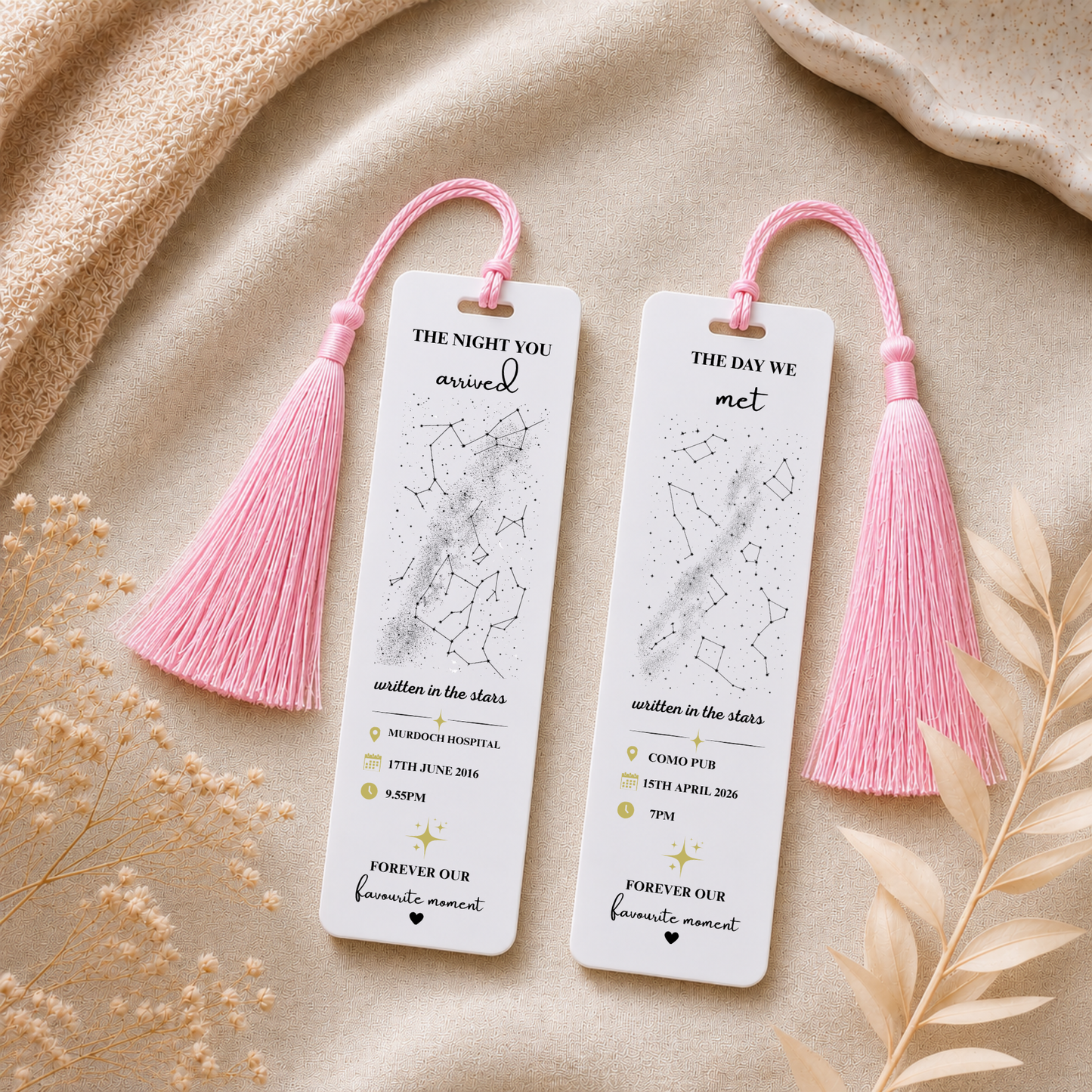 Personalised Star Alignment Bookmark. Custom Constellation Bookmark. Written In The Stars, Acrylic Bookmark, Custom Gift for Book lover
