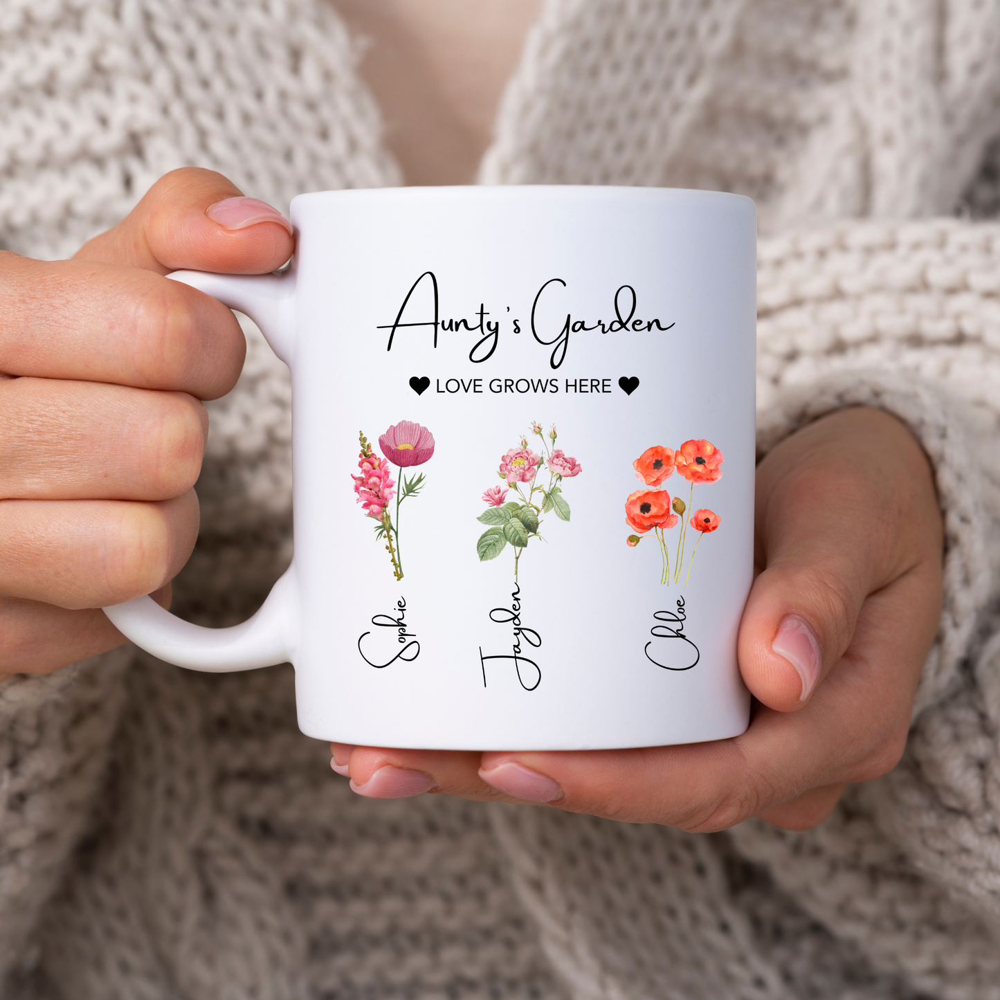 Auntie’s Garden Personalised Flower Mug • Custom Aunty Garden Mug • Garden Lover Aunty Gift • Aunty's Garden Mug • Aunty Mug • Aunty Gifts