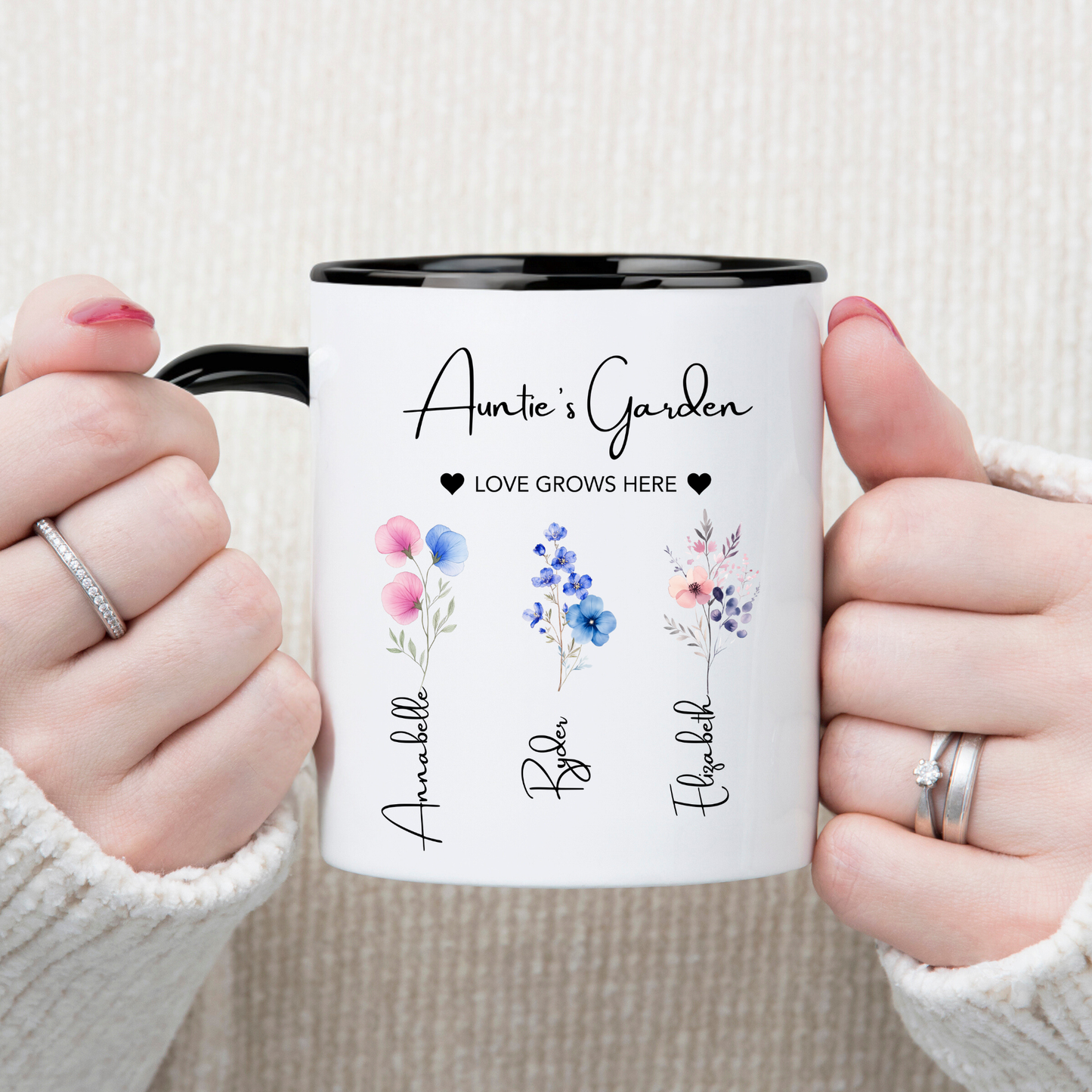 Auntie’s Garden Personalised Flower Mug • Custom Aunty Garden Mug • Garden Lover Aunty Gift • Aunty's Garden Mug • Aunty Mug • Aunty Gifts
