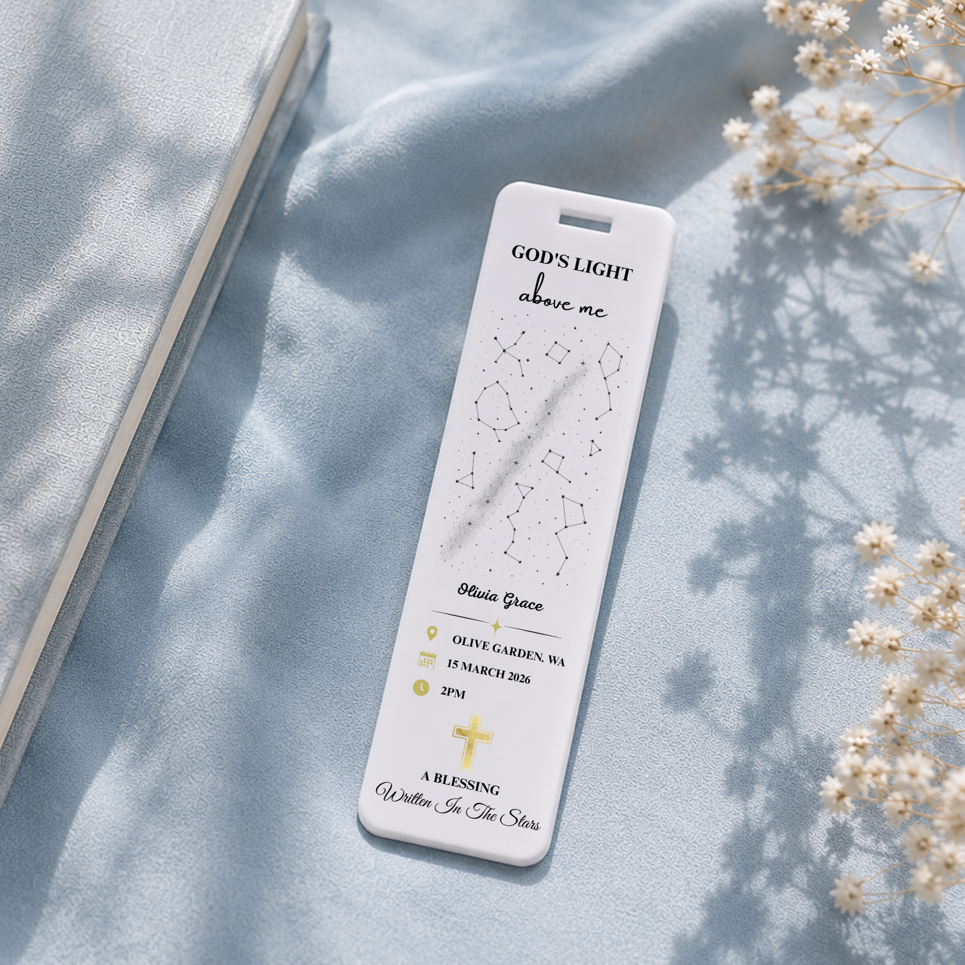 Baptism Star Alignment Bookmark. Custom Baptism Bookmark. Acrylic Bookmark, Personalised Baptism Gift