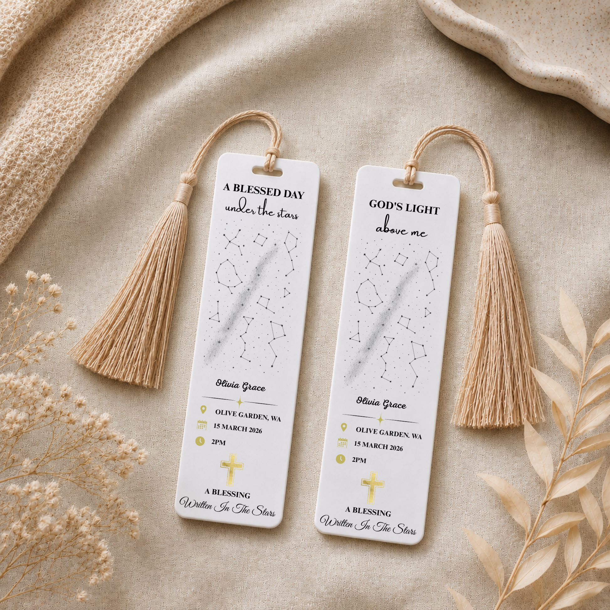 Baptism Star Alignment Bookmark. Custom Baptism Bookmark. Acrylic Bookmark, Personalised Baptism Gift