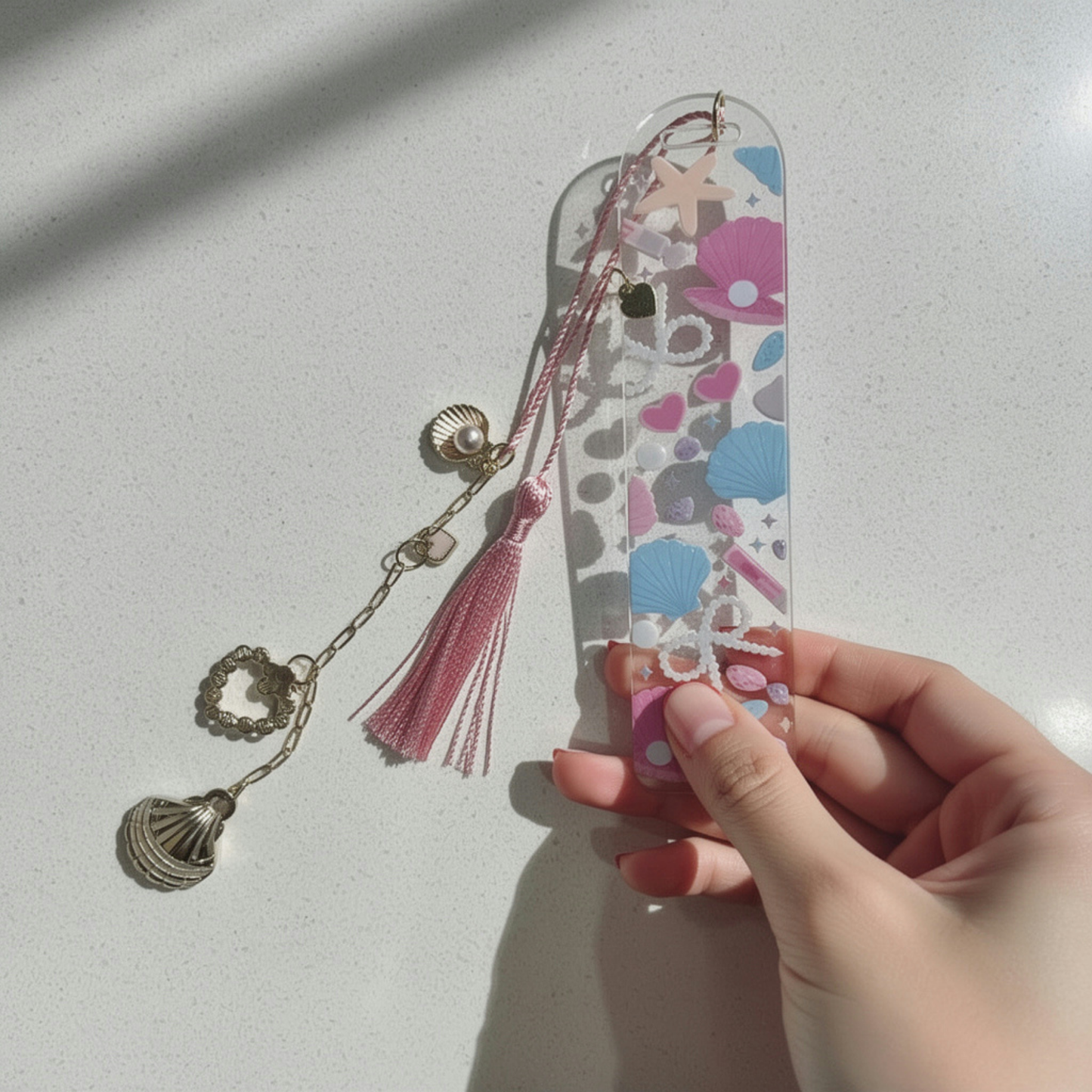 Ocean Seashell Bookmark. Coastal Seashell Bookmark. Seashells and Pearls Bookmark. Beach Lover Bookmark. Beach Bookmark. Shell Bookmark