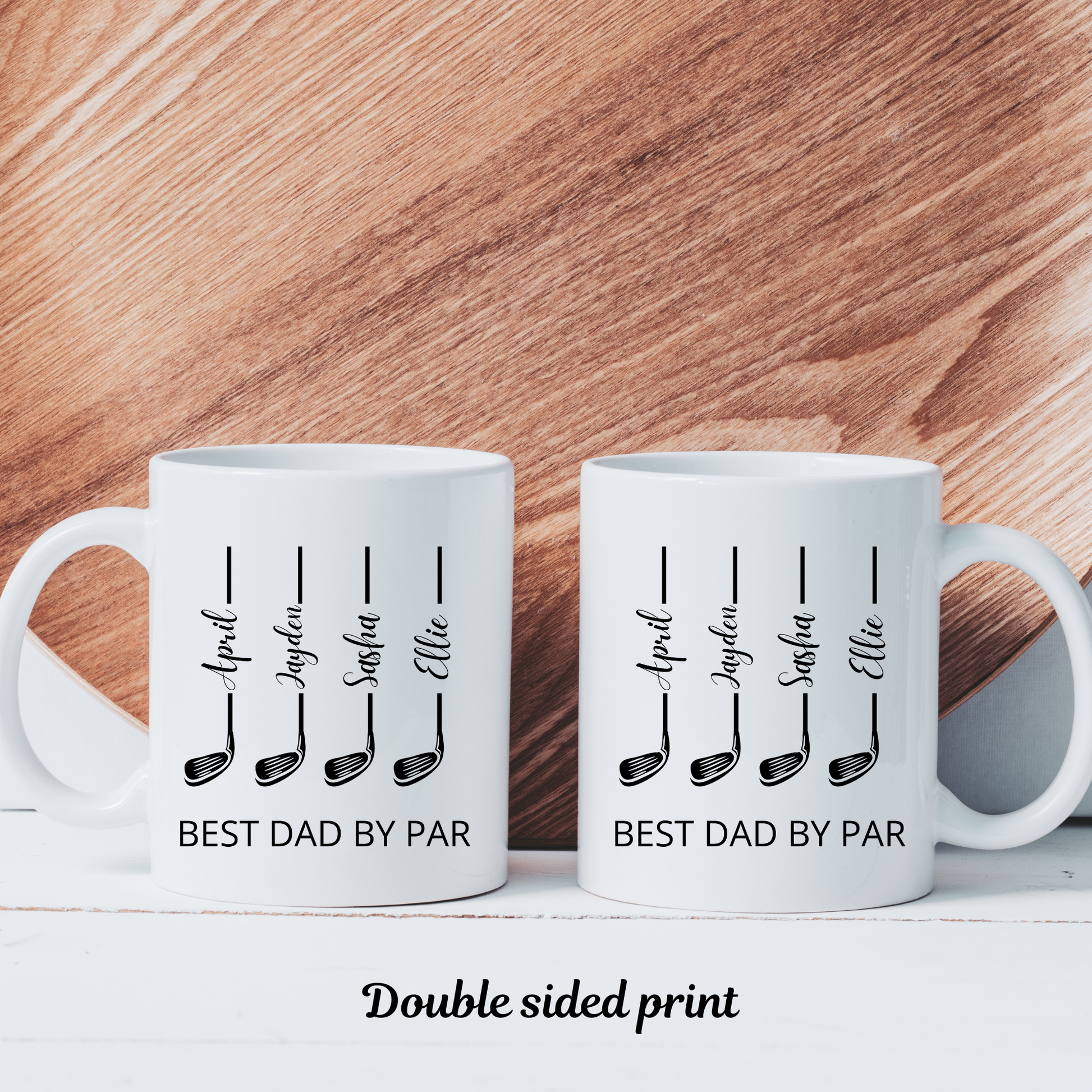 Best Dad by Par Mug. Personalised Golf Gift for Dad with Kids Names. Fathers Day for Golfer Dad. Golf Lover Dad. Personalised Golf Dad Mug