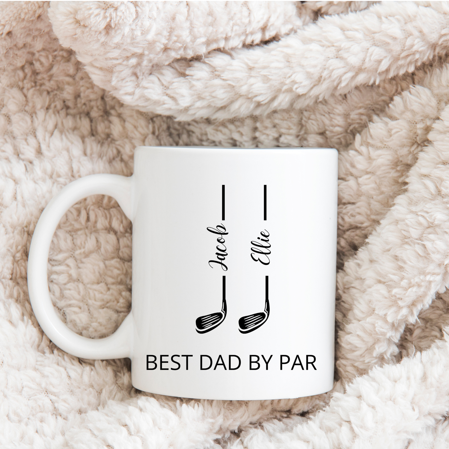 Best Dad by Par Mug. Personalised Golf Gift for Dad with Kids Names. Fathers Day for Golfer Dad. Golf Lover Dad. Personalised Golf Dad Mug