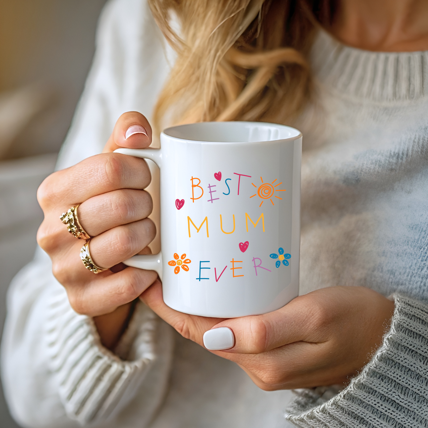 Best Mum Ever Mug • Personalised Kids Handprint Mug for Mum • Best Mum Ever Handprint Mug • Custom Handprint Mug for Mum with kids names