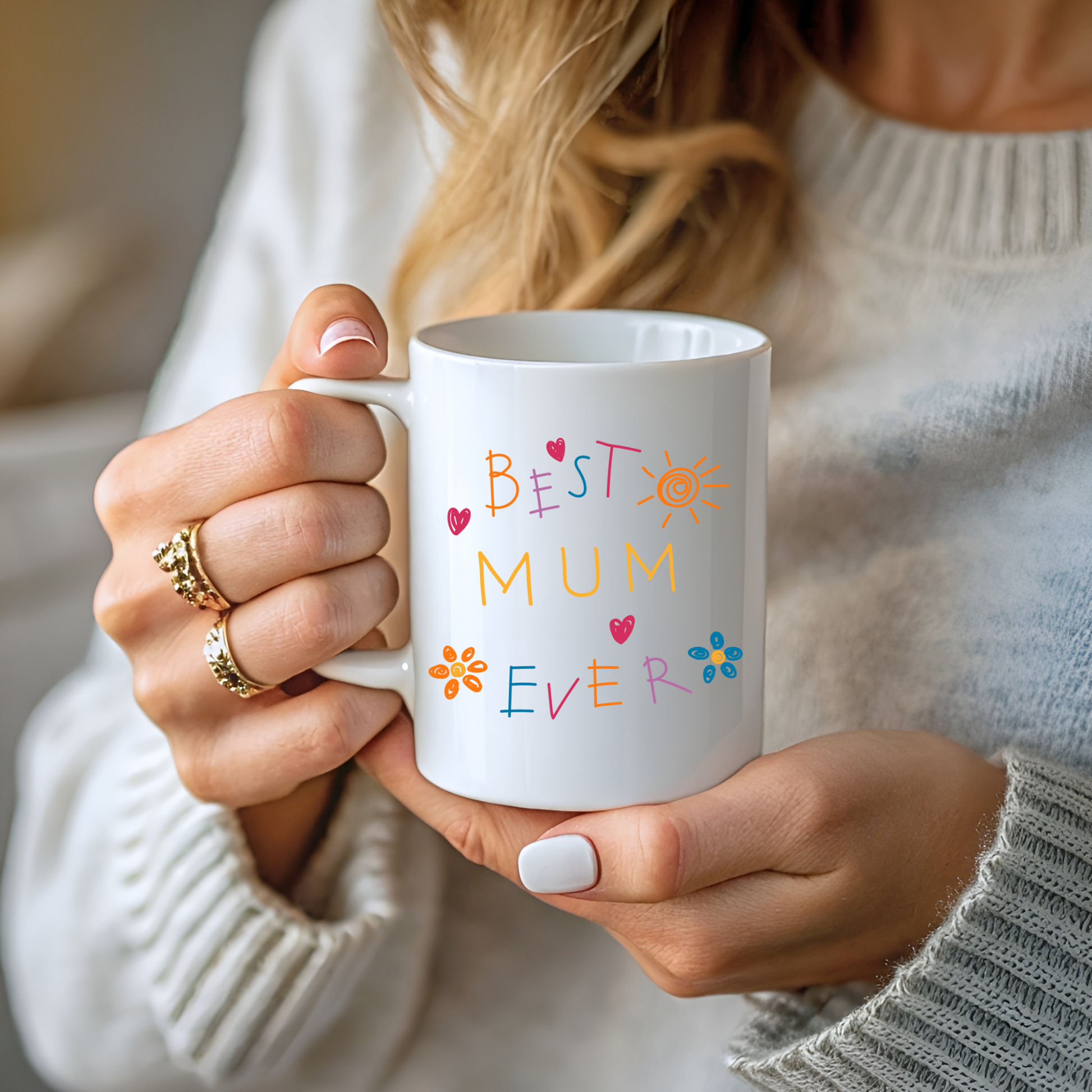 Best Mum Ever Mug • Personalised Kids Handprint Mug for Mum • Best Mum Ever Handprint Mug • Custom Handprint Mug for Mum with kids names