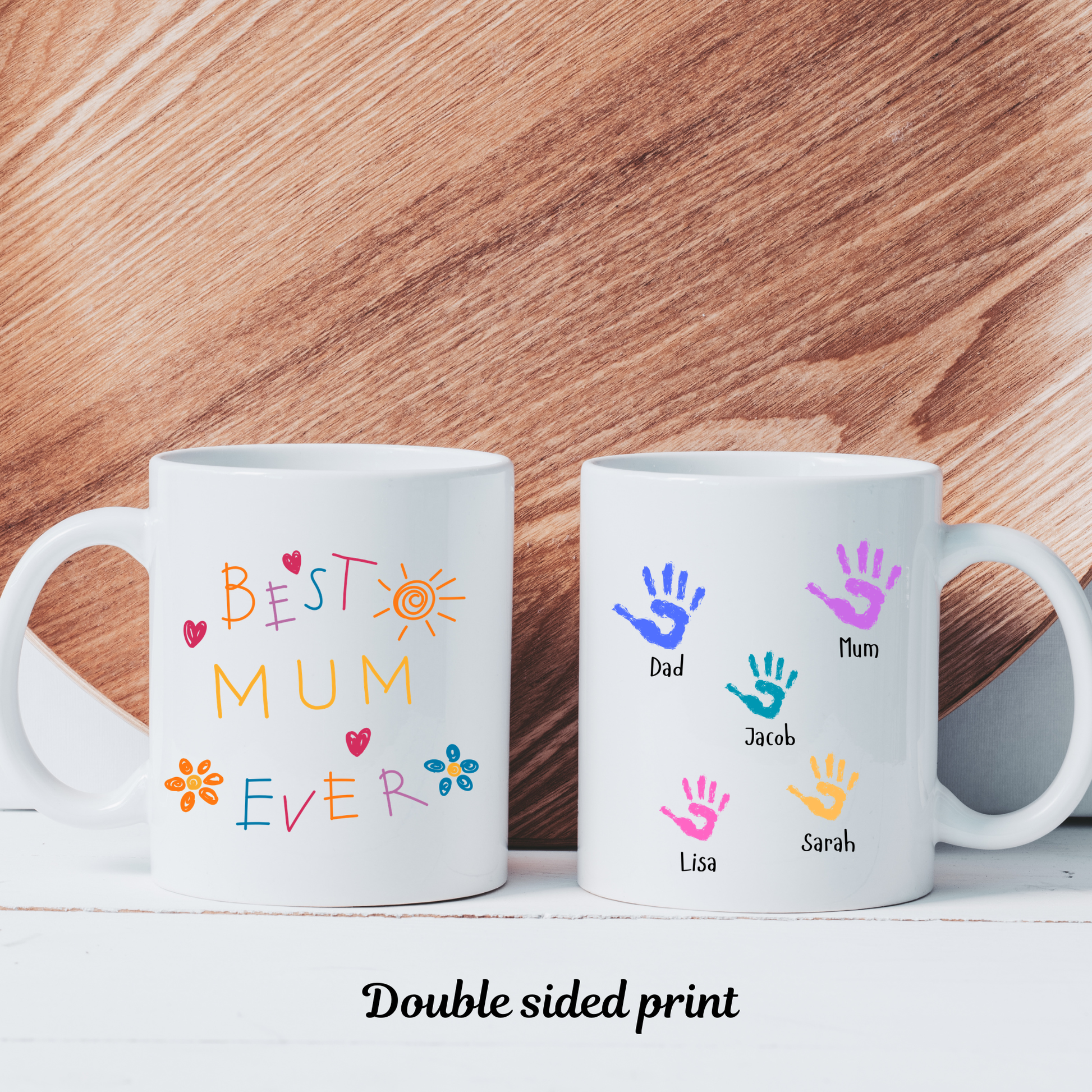 Best Mum Ever Mug • Personalised Kids Handprint Mug for Mum • Best Mum Ever Handprint Mug • Custom Handprint Mug for Mum with kids names