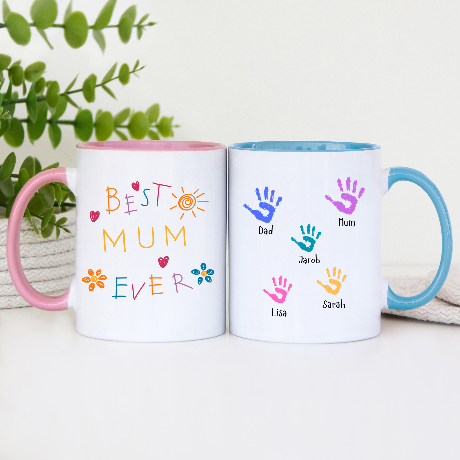 Best Mum Ever Mug • Personalised Kids Handprint Mug for Mum • Best Mum Ever Handprint Mug • Custom Handprint Mug for Mum with kids names