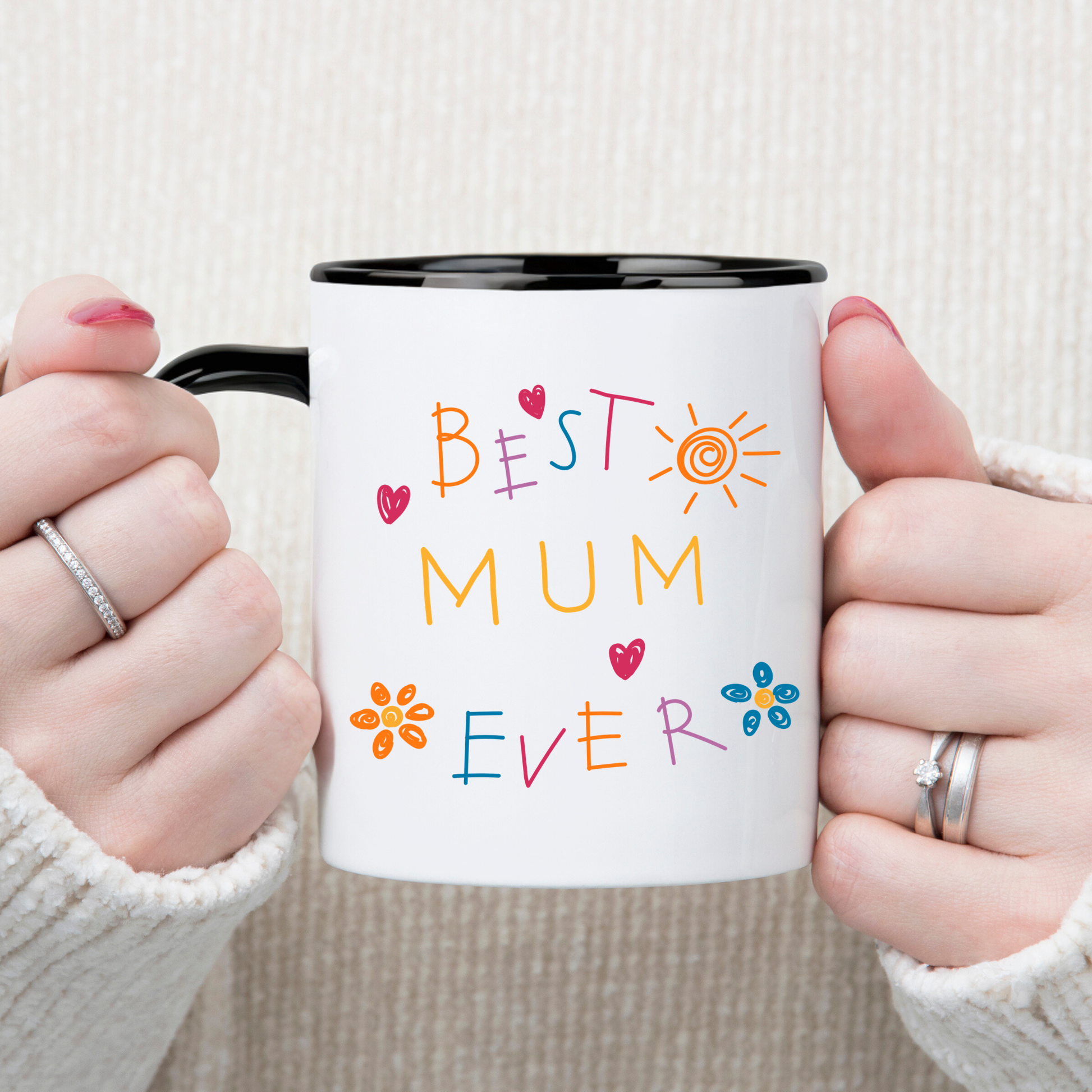 Best Mum Ever Mug • Personalised Kids Handprint Mug for Mum • Best Mum Ever Handprint Mug • Custom Handprint Mug for Mum with kids names