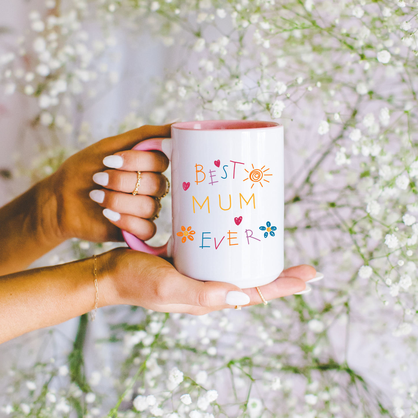 Best Mum Ever Mug • Personalised Kids Handprint Mug for Mum • Best Mum Ever Handprint Mug • Custom Handprint Mug for Mum with kids names