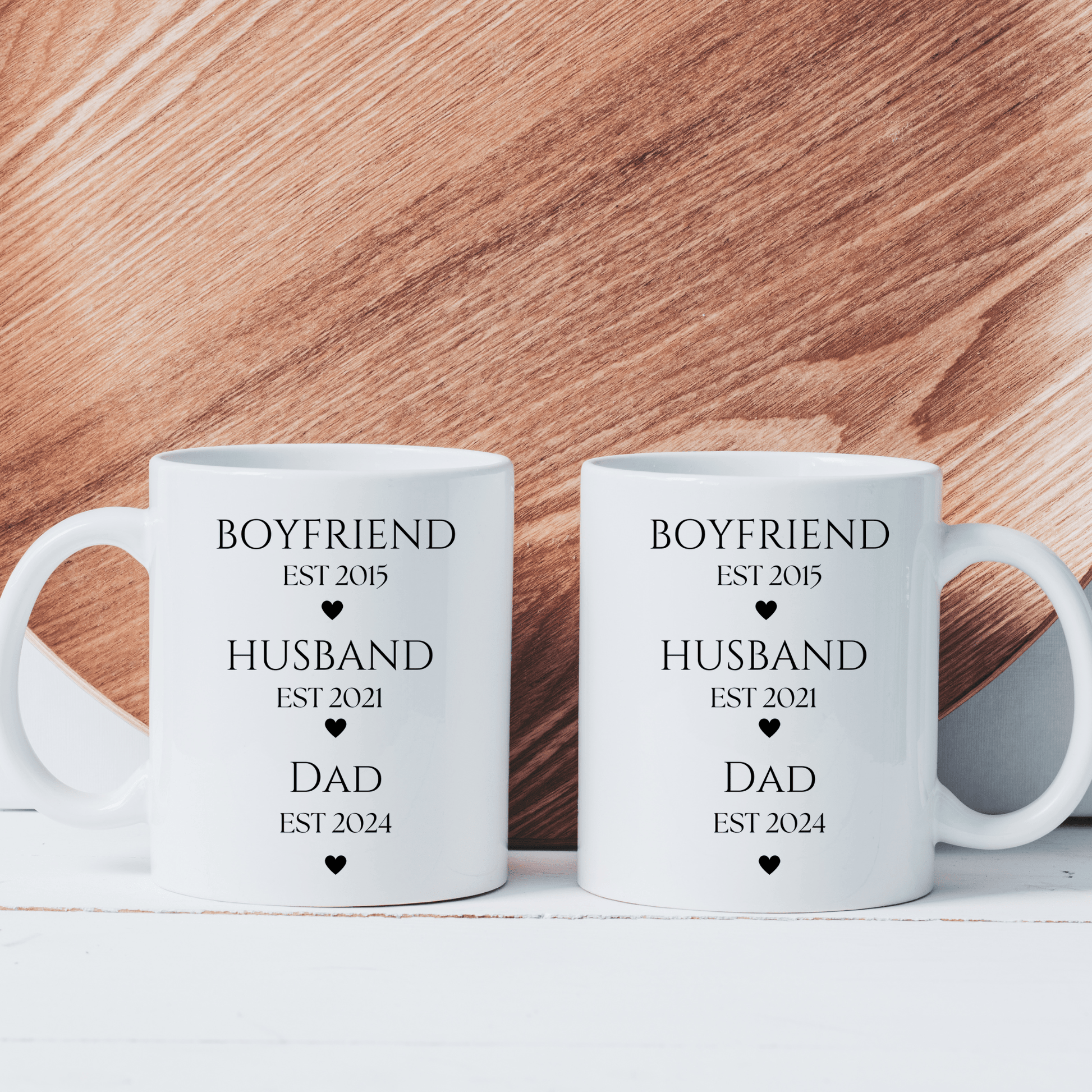 Boyfriend to Husband to Dad Mug