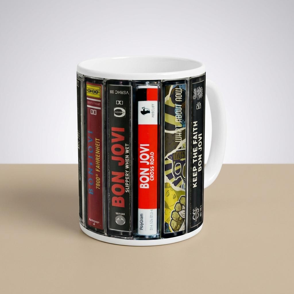 Bon Jovi Cassette tape Mug. Music Lover Gift. Cassette Mug. Cassette Retro Tape Mug. Music Lover Mug. Album Cassette Tape Mug. Album Cassette Mug