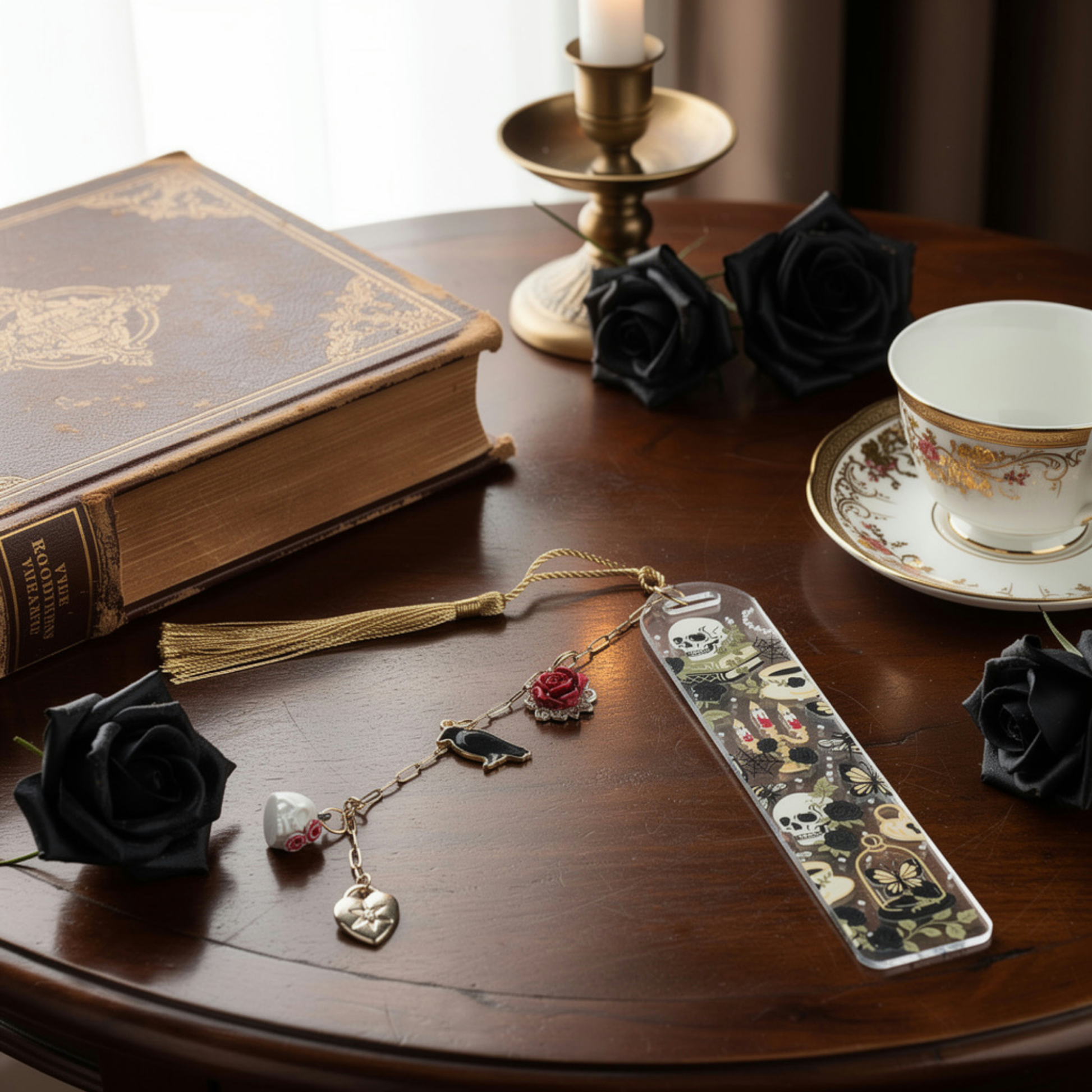 Gothic Bookmark. Dark Academia Bookmark. Skull Bookmark. Gothic Book Lover Bookmark Gift. Skull Bookmark for Readers. Dark Gothic Bookmark