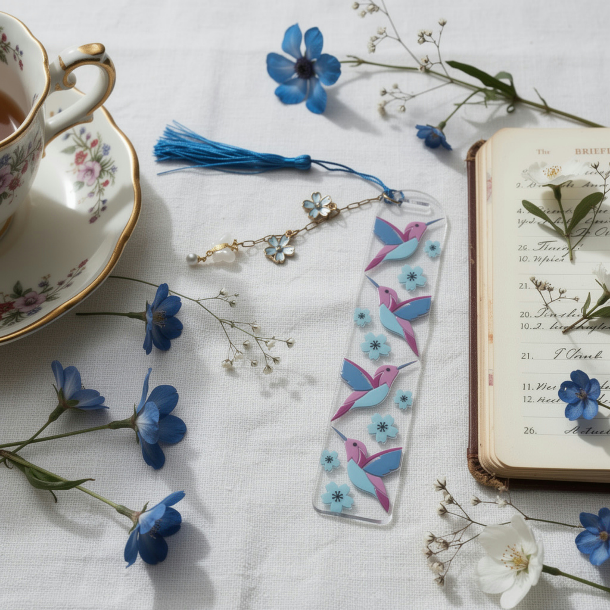 Hummingbird Bookmark. Bird Lover Bookmark. Blue Hummingbird Bookmark. Hummingbird & Flowers Bookmark. Nature Lover Bookmark. Birds Bookmarks