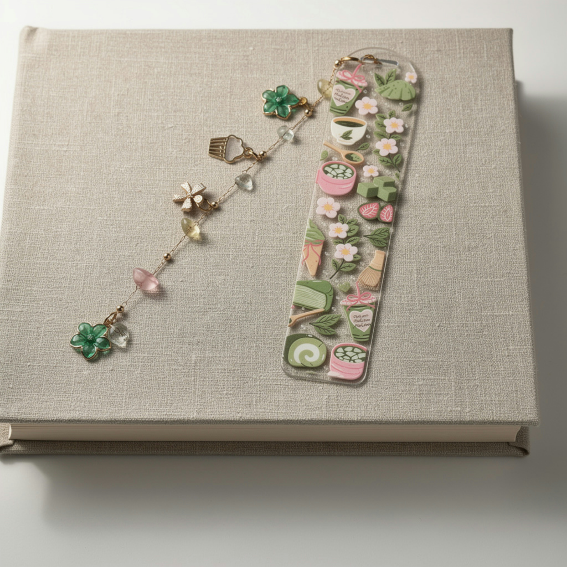 Matcha Bookmark. Matcha Lover Bookmark Gift. Matcha Acrylic Bookmark for Book Lovers. Matcha Dessert Bookmark. Green Tea Bookmark with Charm