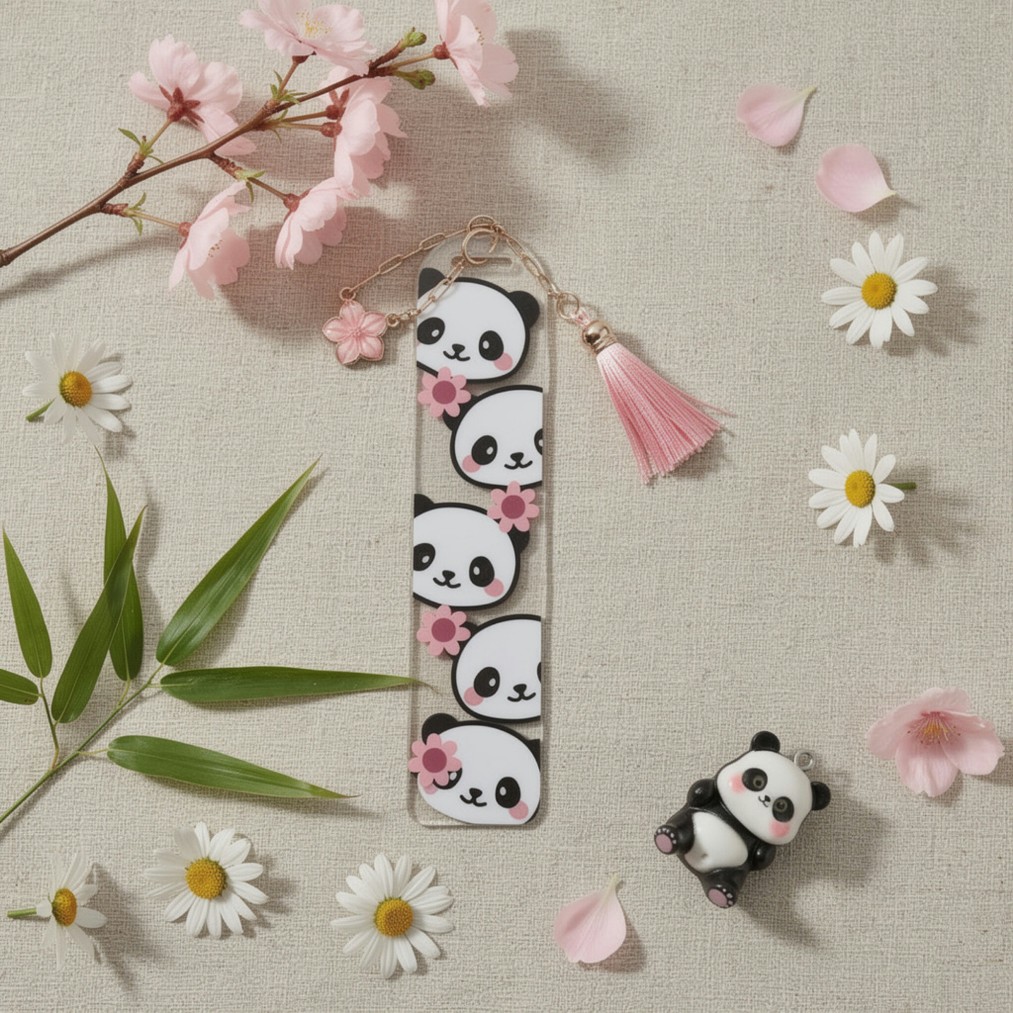 Panda Bookmark. Panda Lover Gift. Panda Bookmark with Charms. Panda's Bookmark