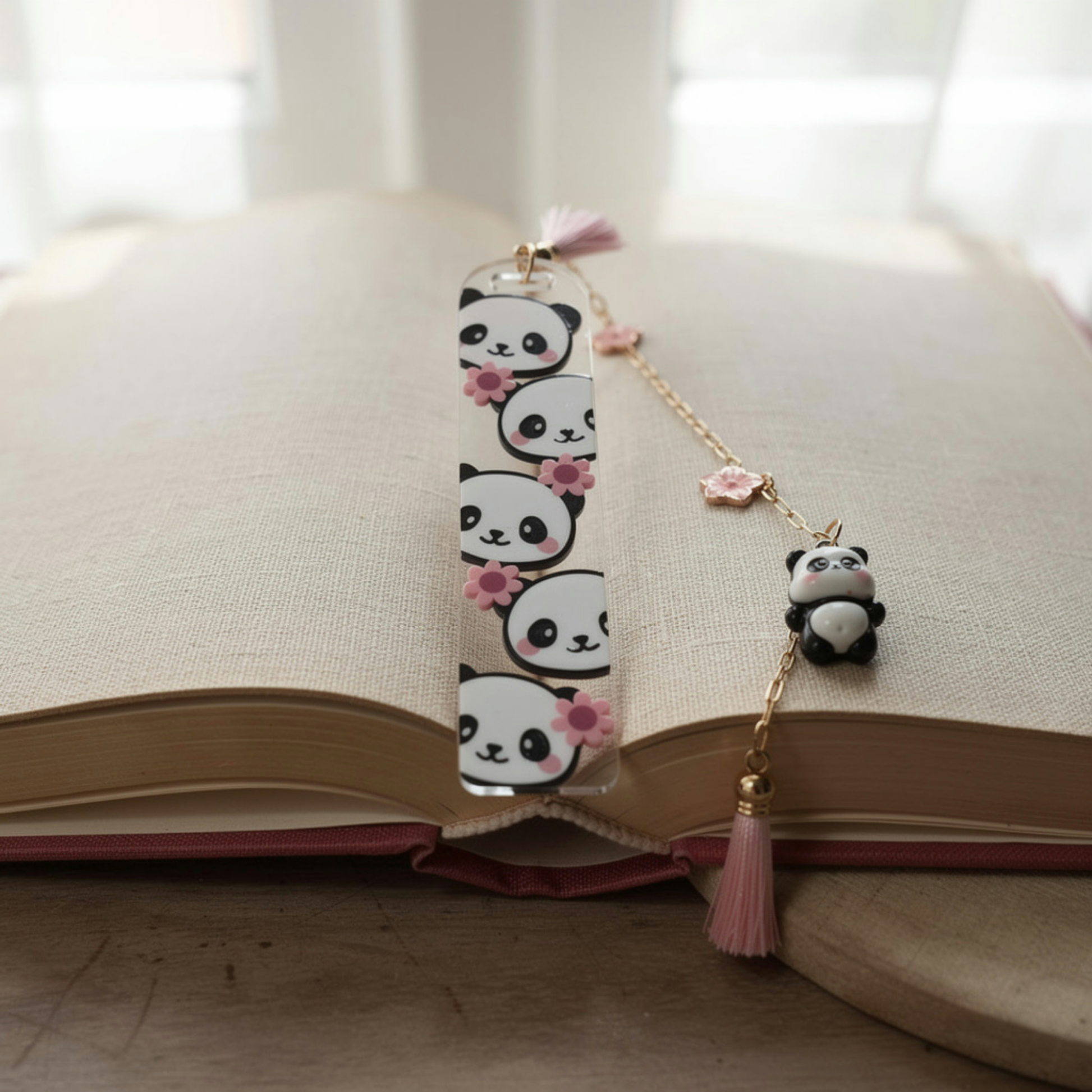 Panda Bookmark. Panda Lover Gift. Panda Bookmark with Charms. Panda's Bookmark
