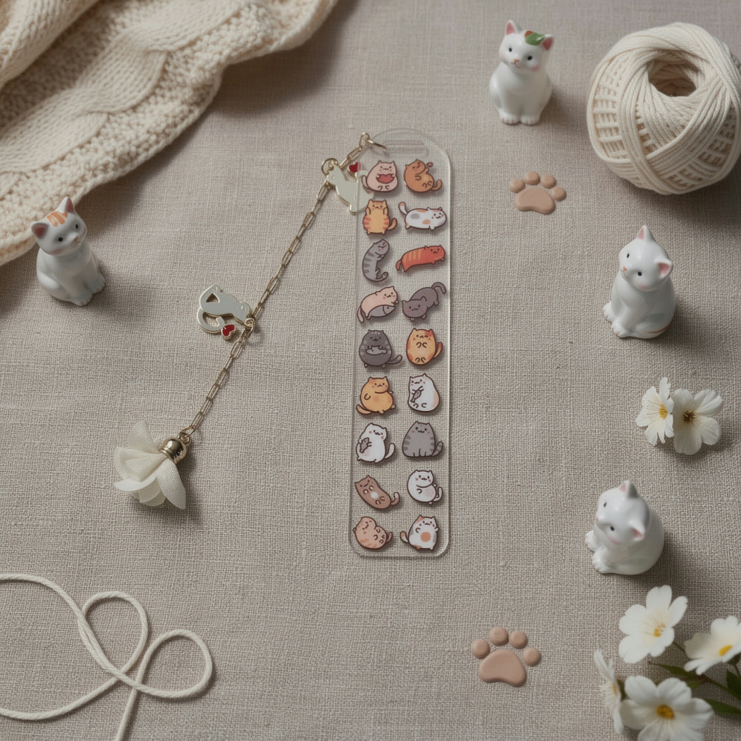 Cat Bookmark with Charm. Cat Bookmark for Book Lovers. Cat Lover Bookmark Gift. Cats Bookmark. Cats Lover Gift Bookmark. Kittens Bookmark