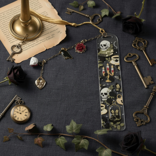 Gothic Bookmark. Dark Academia Bookmark. Skull Bookmark. Gothic Book Lover Bookmark Gift. Skull Bookmark for Readers. Dark Gothic Bookmark