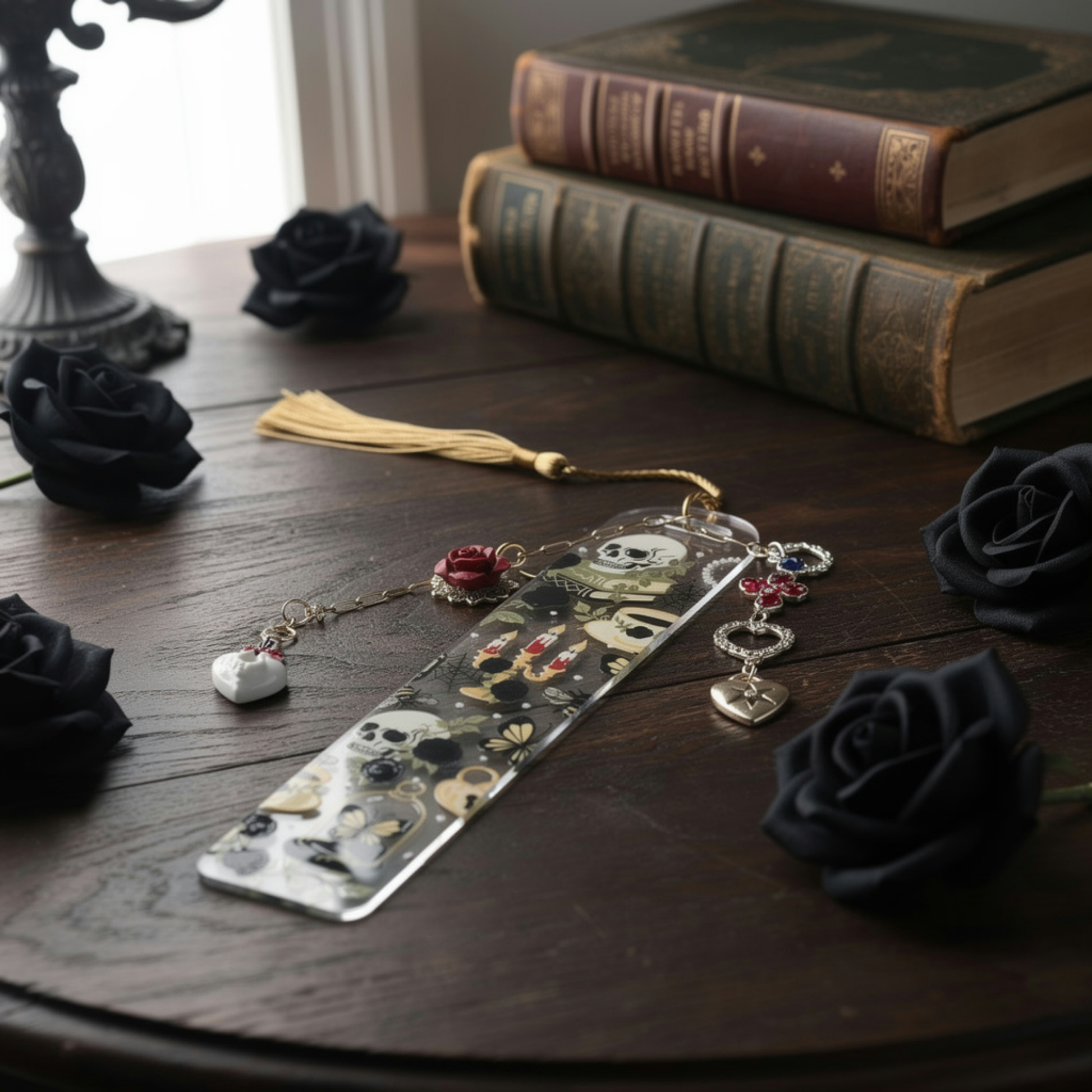 Gothic Bookmark. Dark Academia Bookmark. Skull Bookmark. Gothic Book Lover Bookmark Gift. Skull Bookmark for Readers. Dark Gothic Bookmark