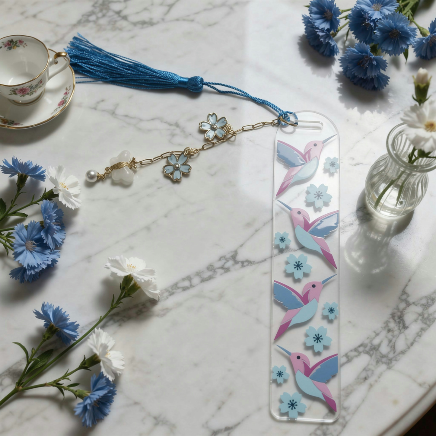 Hummingbird Bookmark. Bird Lover Bookmark. Blue Hummingbird Bookmark. Hummingbird & Flowers Bookmark. Nature Lover Bookmark. Birds Bookmarks