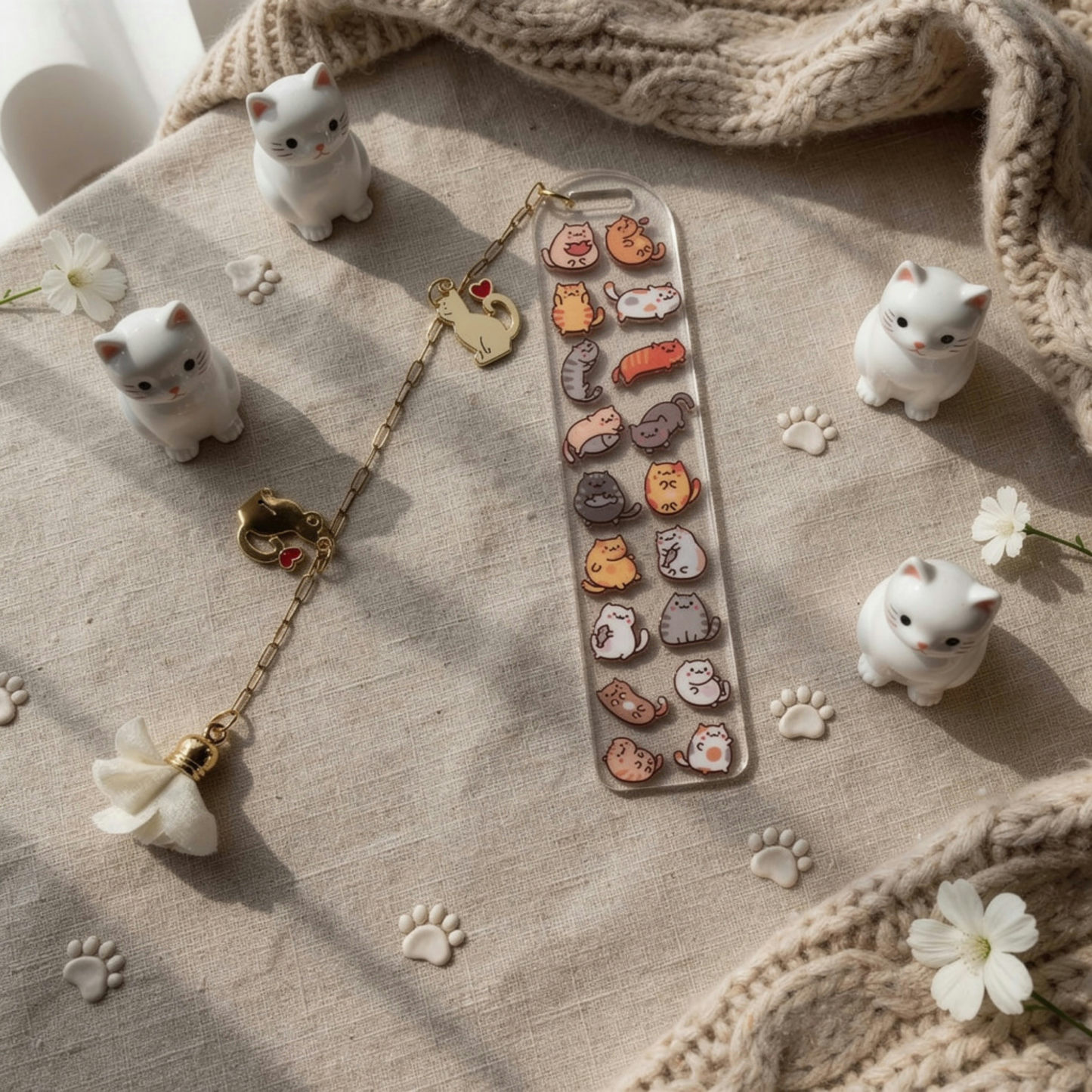 Cat Bookmark with Charm. Cat Bookmark for Book Lovers. Cat Lover Bookmark Gift. Cats Bookmark. Cats Lover Gift Bookmark. Kittens Bookmark
