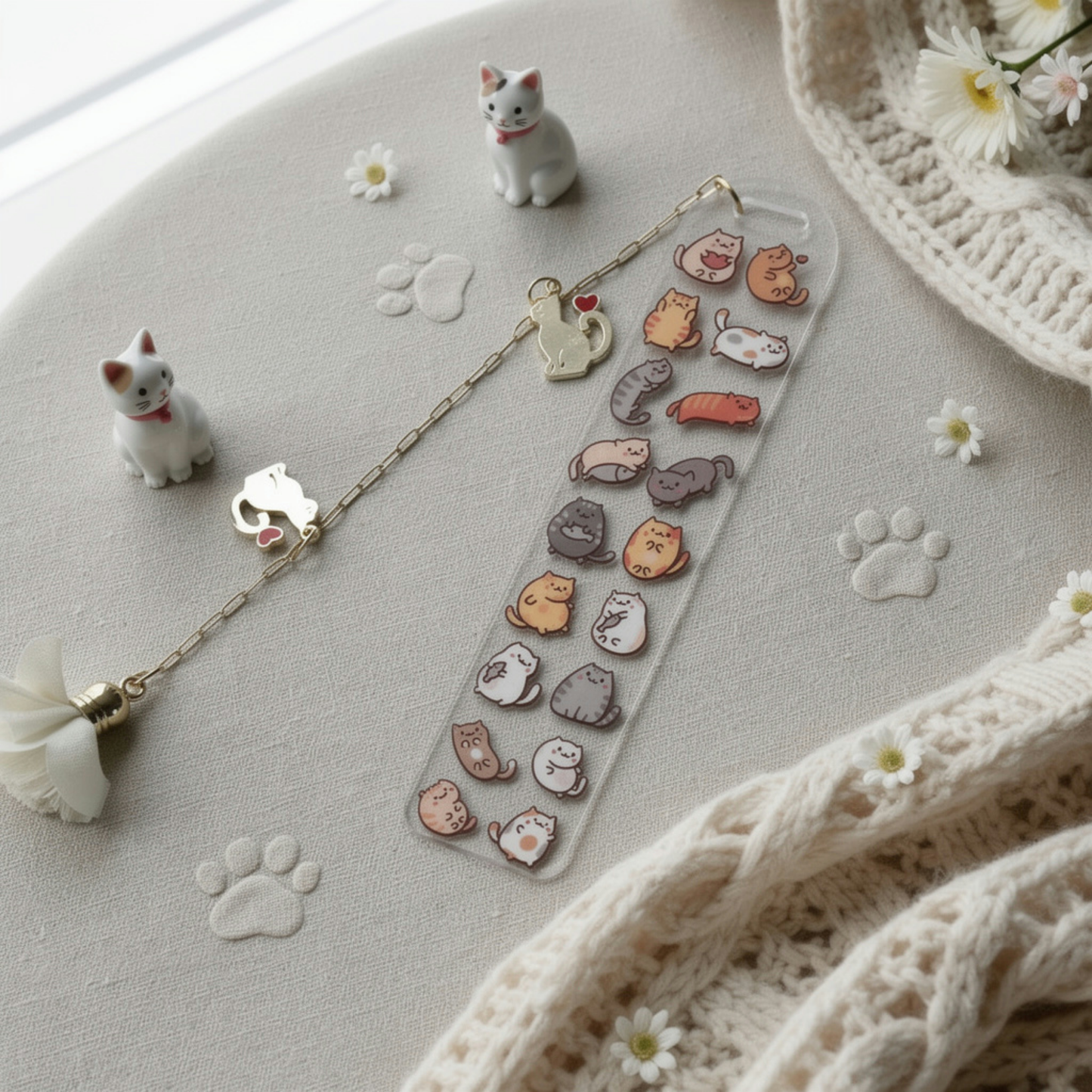 Cat Bookmark with Charm. Cat Bookmark for Book Lovers. Cat Lover Bookmark Gift. Cats Bookmark. Cats Lover Gift Bookmark. Kittens Bookmark