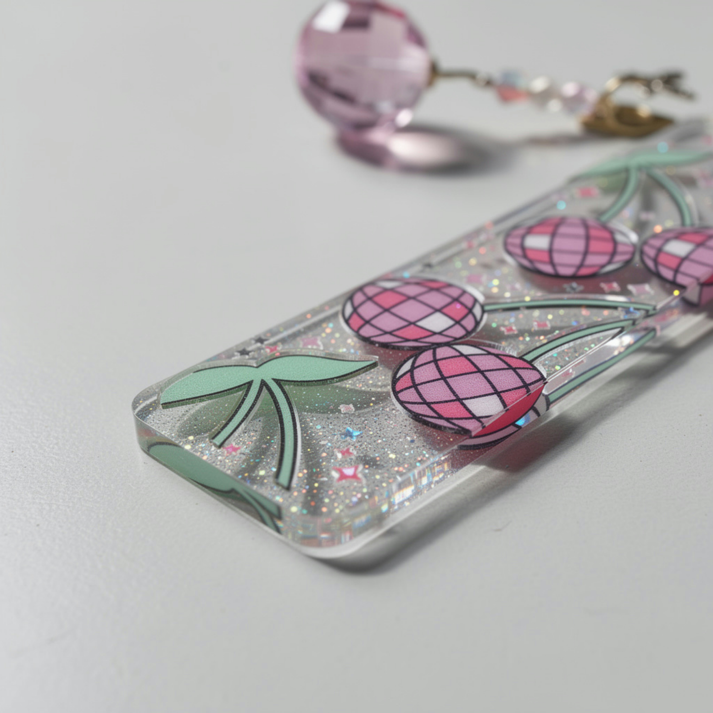 Disco Cherry Bookmark. Y2K Cherry Bookmark. Disco Cherry Bookmark for Book Lovers. Pink Disco Cherry Bookmark. Cherry Disco Ball Bookmark