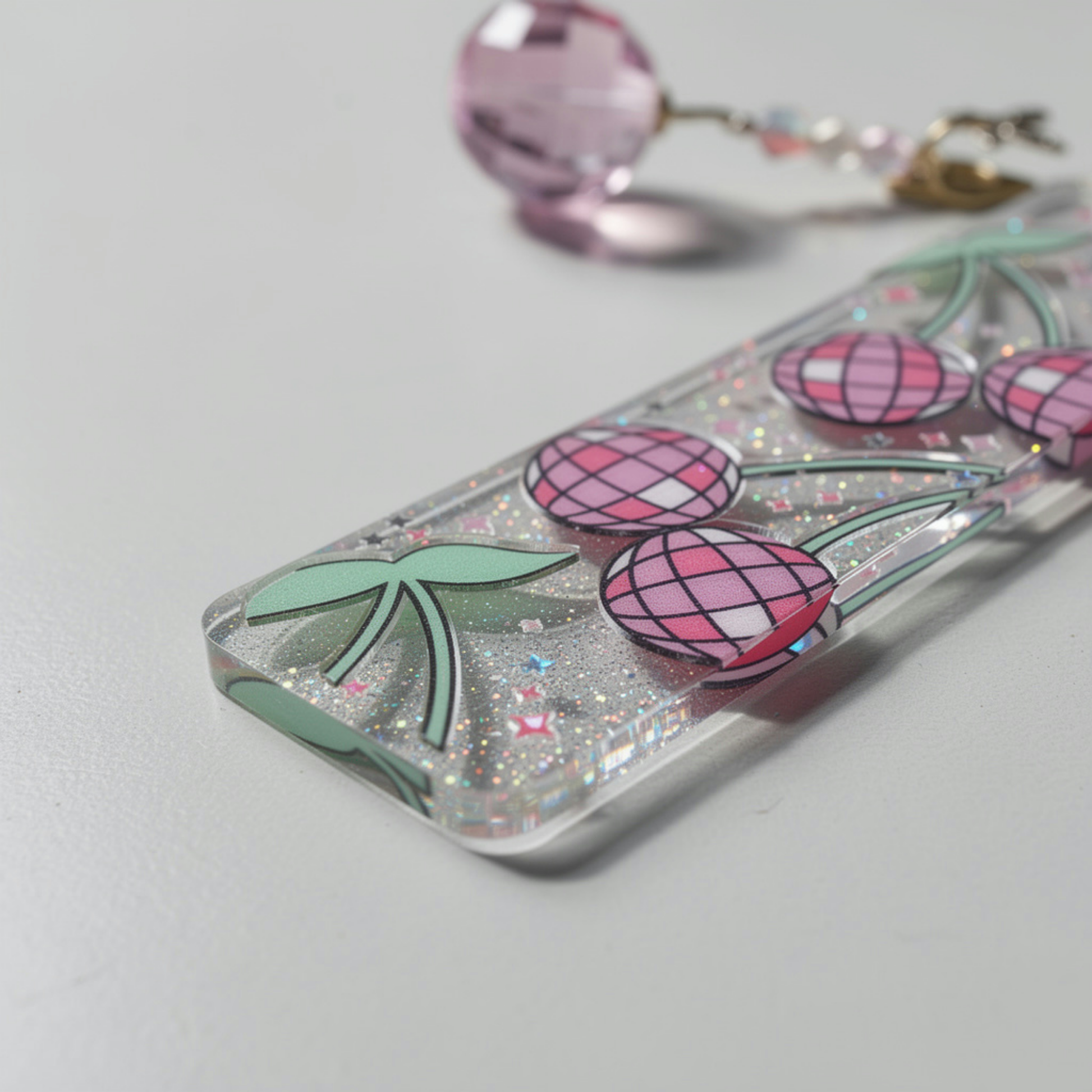 Disco Cherry Bookmark. Y2K Cherry Bookmark. Disco Cherry Bookmark for Book Lovers. Pink Disco Cherry Bookmark. Cherry Disco Ball Bookmark