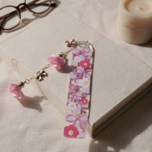 pink bows and flowers bookmark Australia