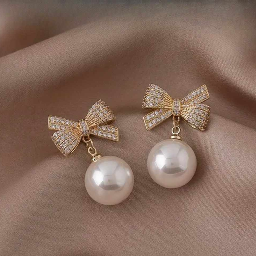 Bow pearl earrings