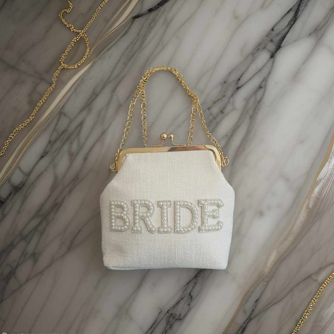 white bride bag