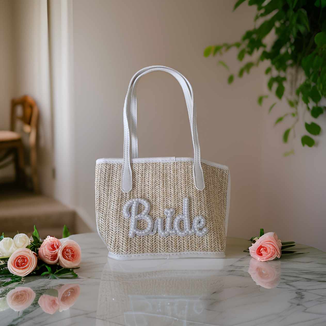 Bride bag straw tote