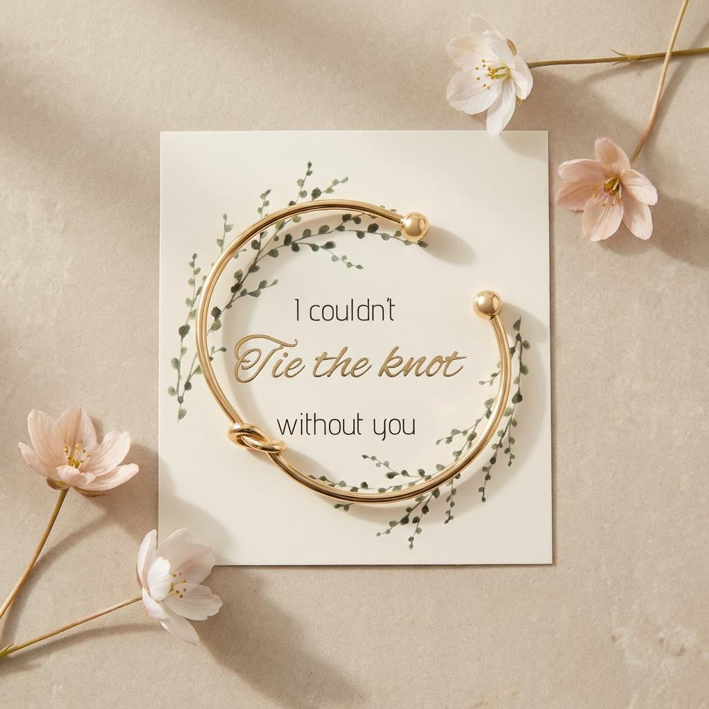 Gold Knot Bracelet Bridesmaid proposal I couldn't tie the knot without you