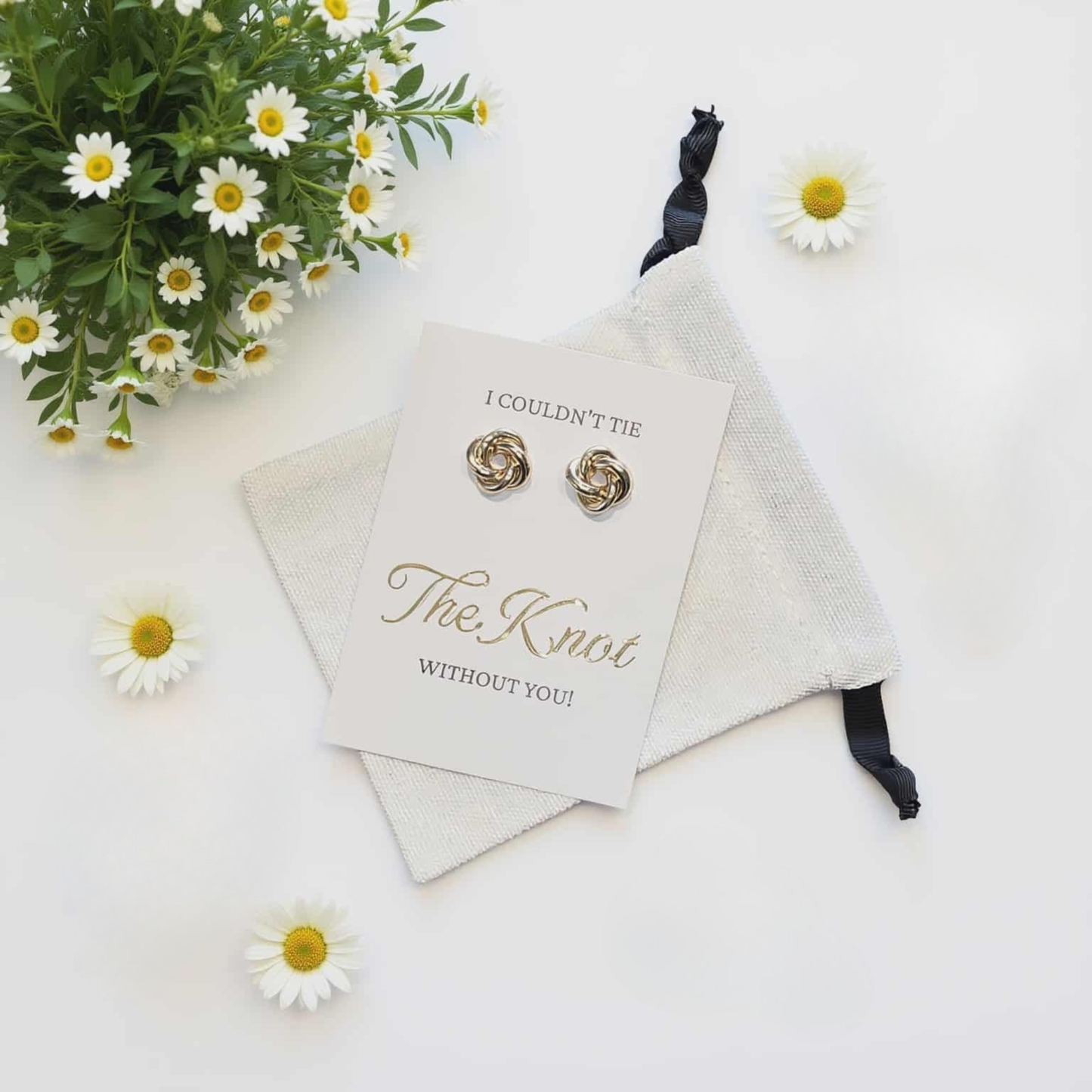 Bridesmaid Proposal Gift Bridesmaid Gifts, I couldn't tie the knot without you Gold Earrings