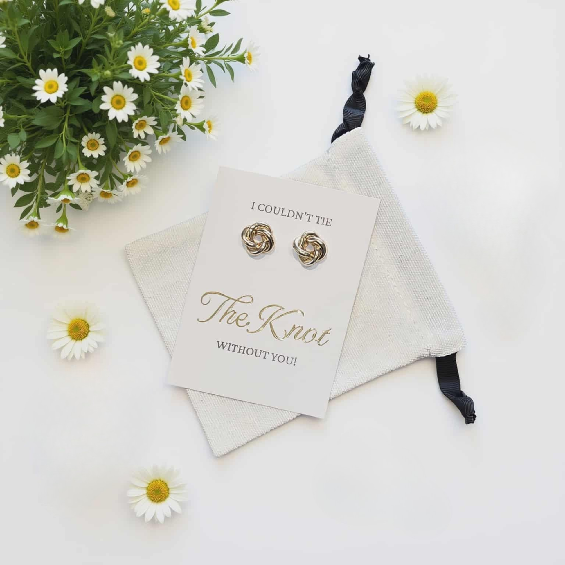 Bridesmaid Proposal Gift Bridesmaid Gifts, I couldn't tie the knot without you Gold Earrings