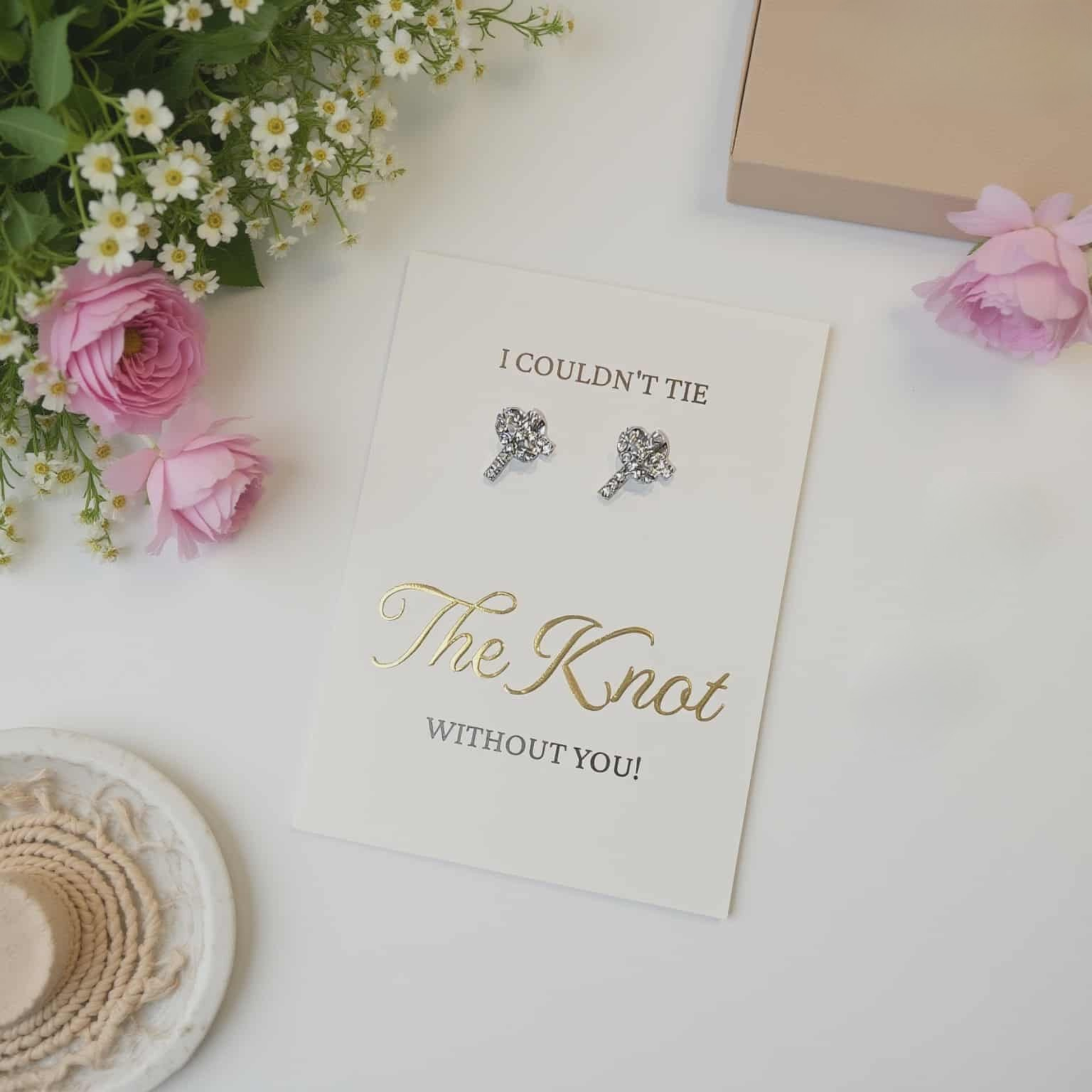 Bridesmaid Proposal Gift Bridesmaid Gifts, I couldn't tie the knot without you Silver Earrings