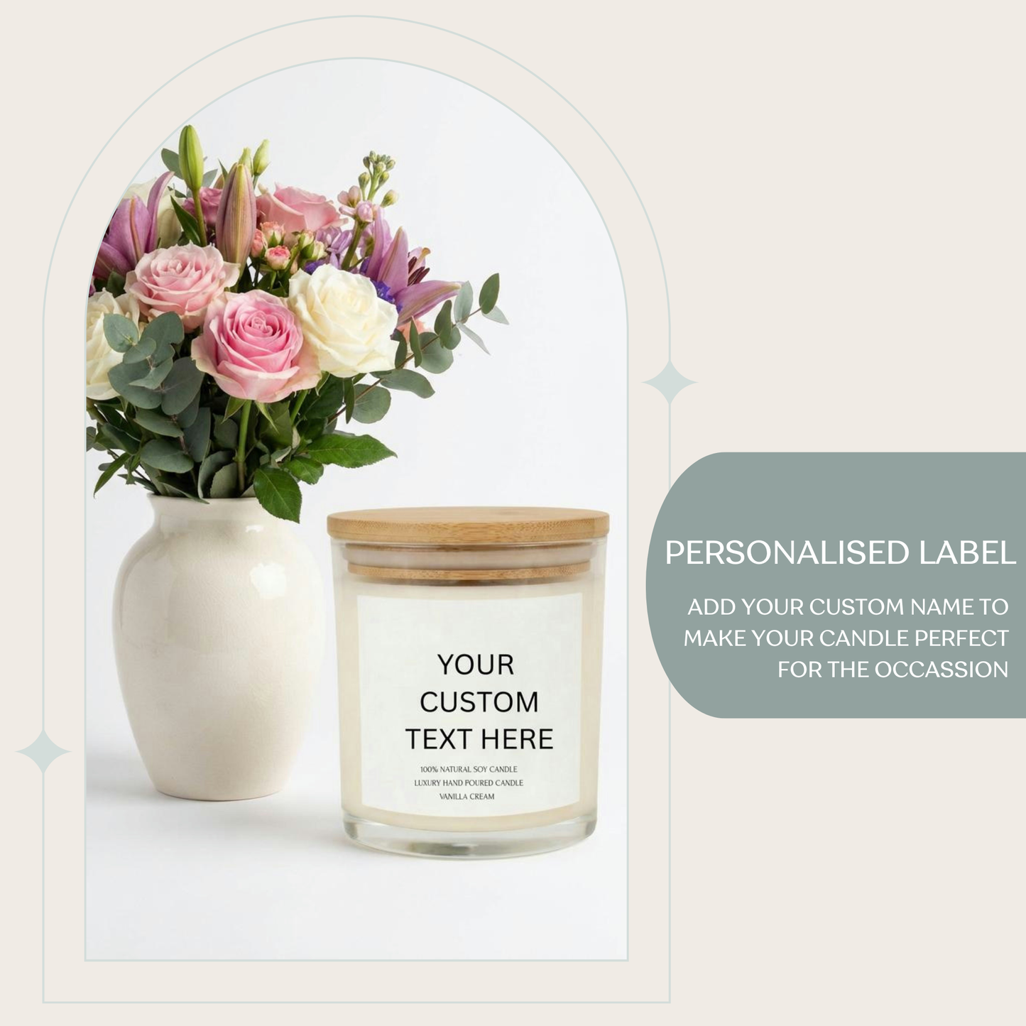 Personalised Candle. Soy Wax Candle. Custom Glass Jar Candle. Custom Text Soy Glass Jar Candle