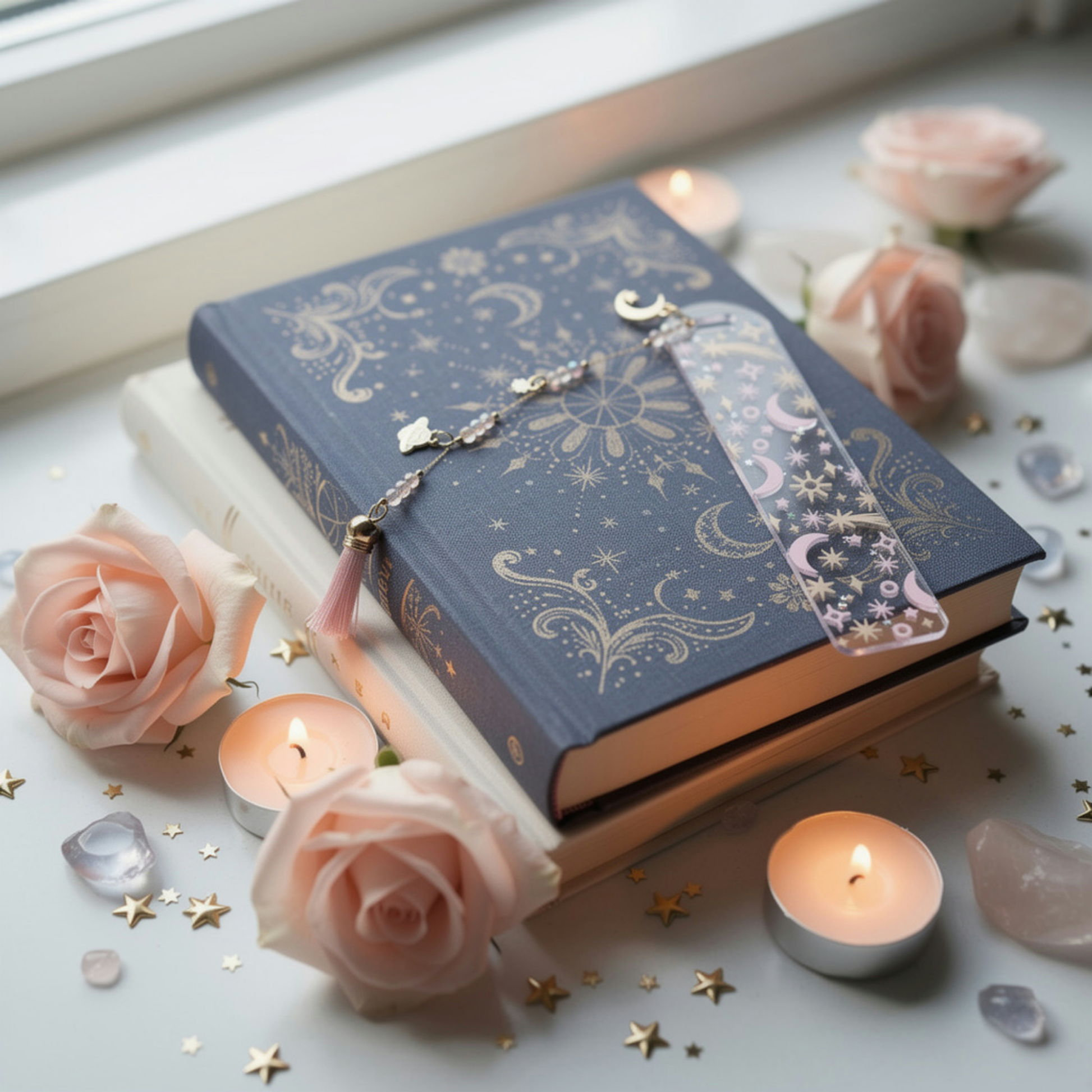 Celestial Moon Bookmark. Moon & Stars Bookmark. Celestial Night Sky Bookmark Celestial Book Lover Bookmark Cosmic Moon Bookmark Moon & Stars