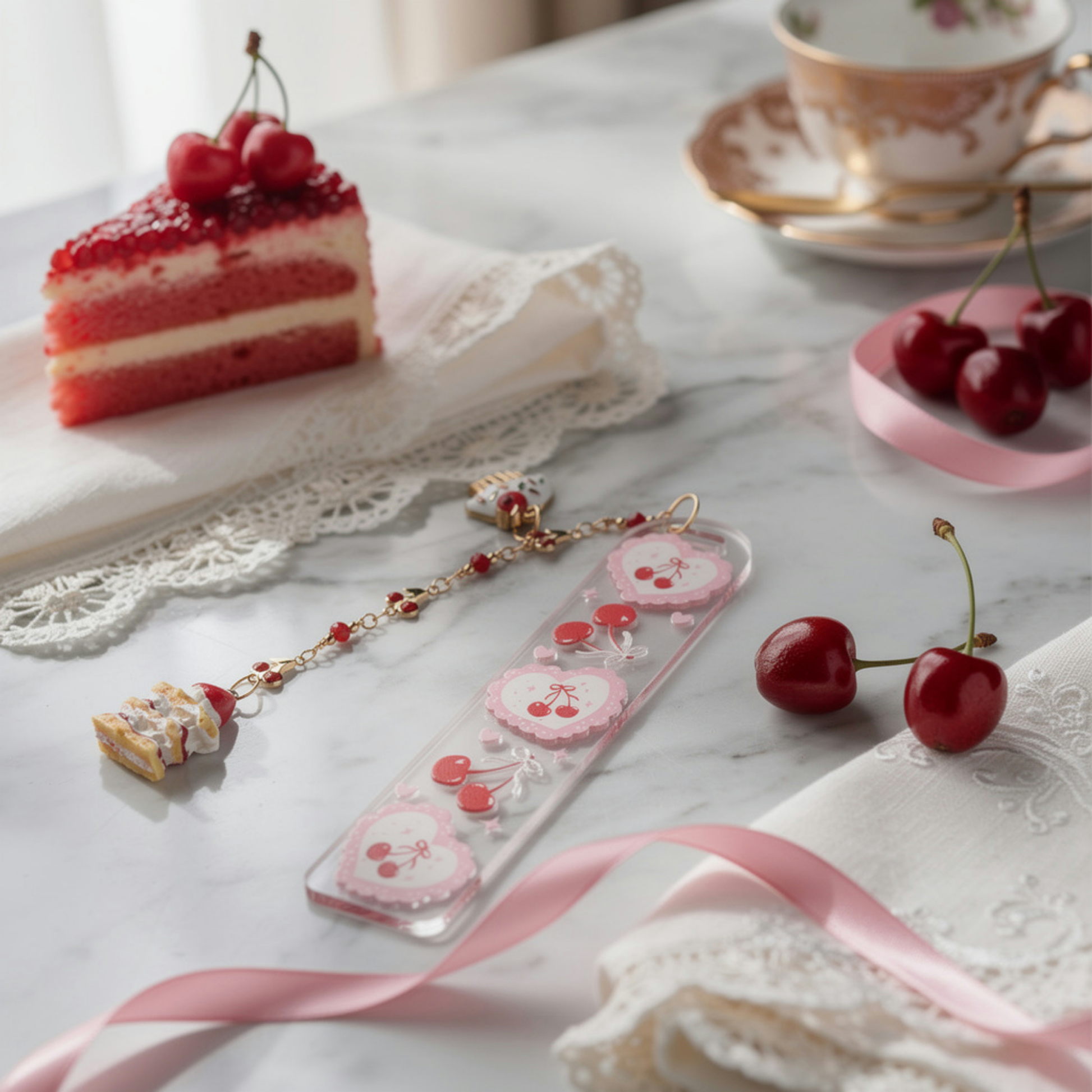 Cherries Bookmark. Cherry Cake Bookmark. Cake Cherries Bookmarks. Cherries Cake Bookmark. Cherry Lover Bookmark Gift. Cherry Lover Gift